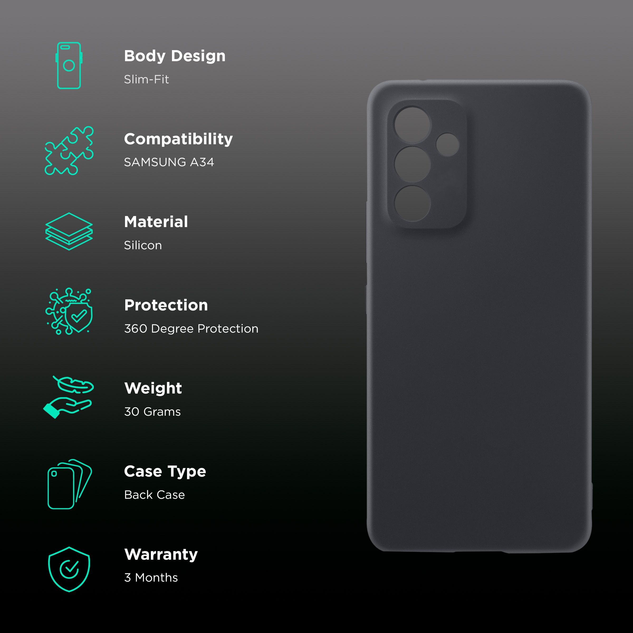 in base Silicon Back Cover for Samsung A34 (360 Degree Protection, Black)_2