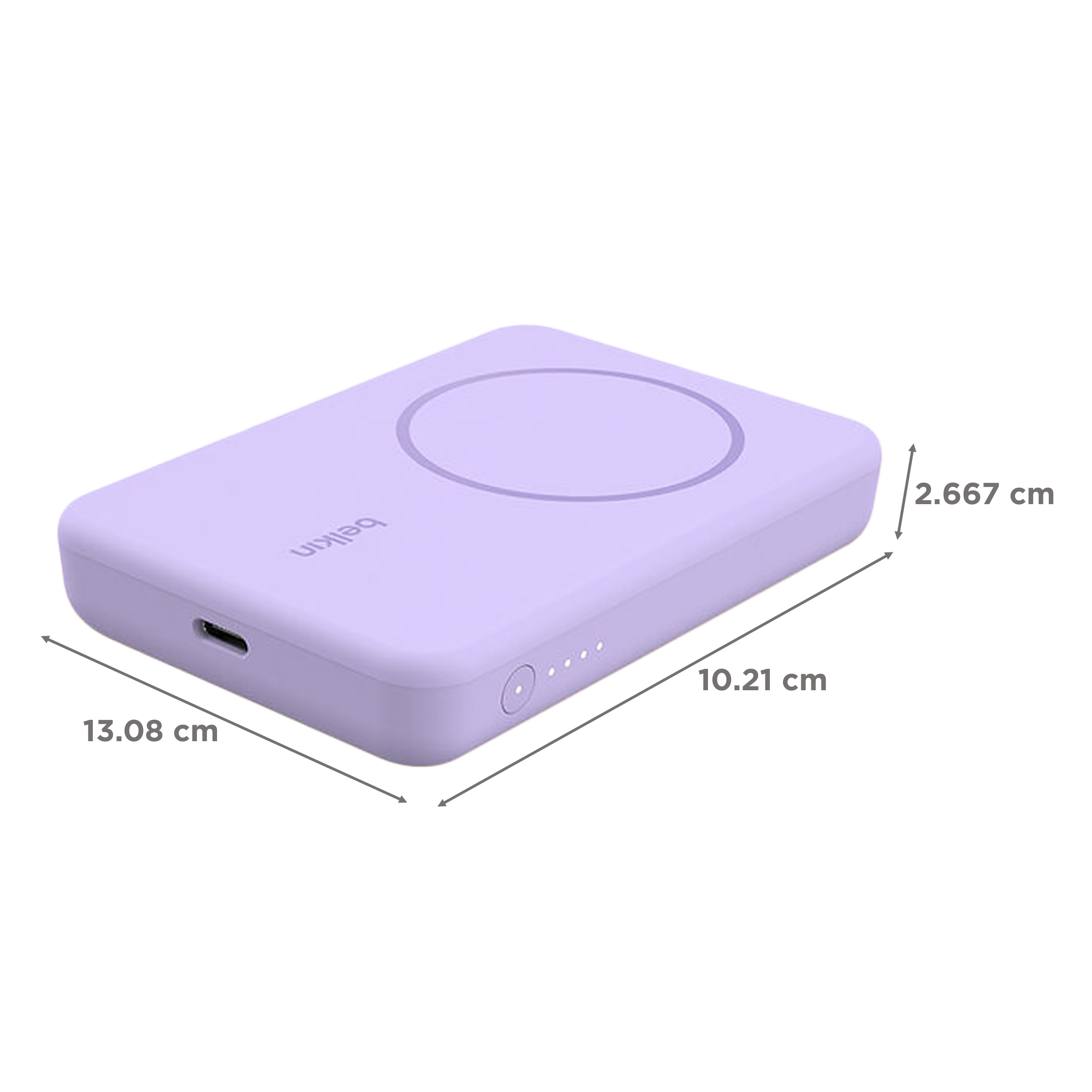 belkin BoostCharge 5000 mAh 7.5W Fast Charging Power Bank (Type C Port, Wireless Charging with Stand, Purple)_2