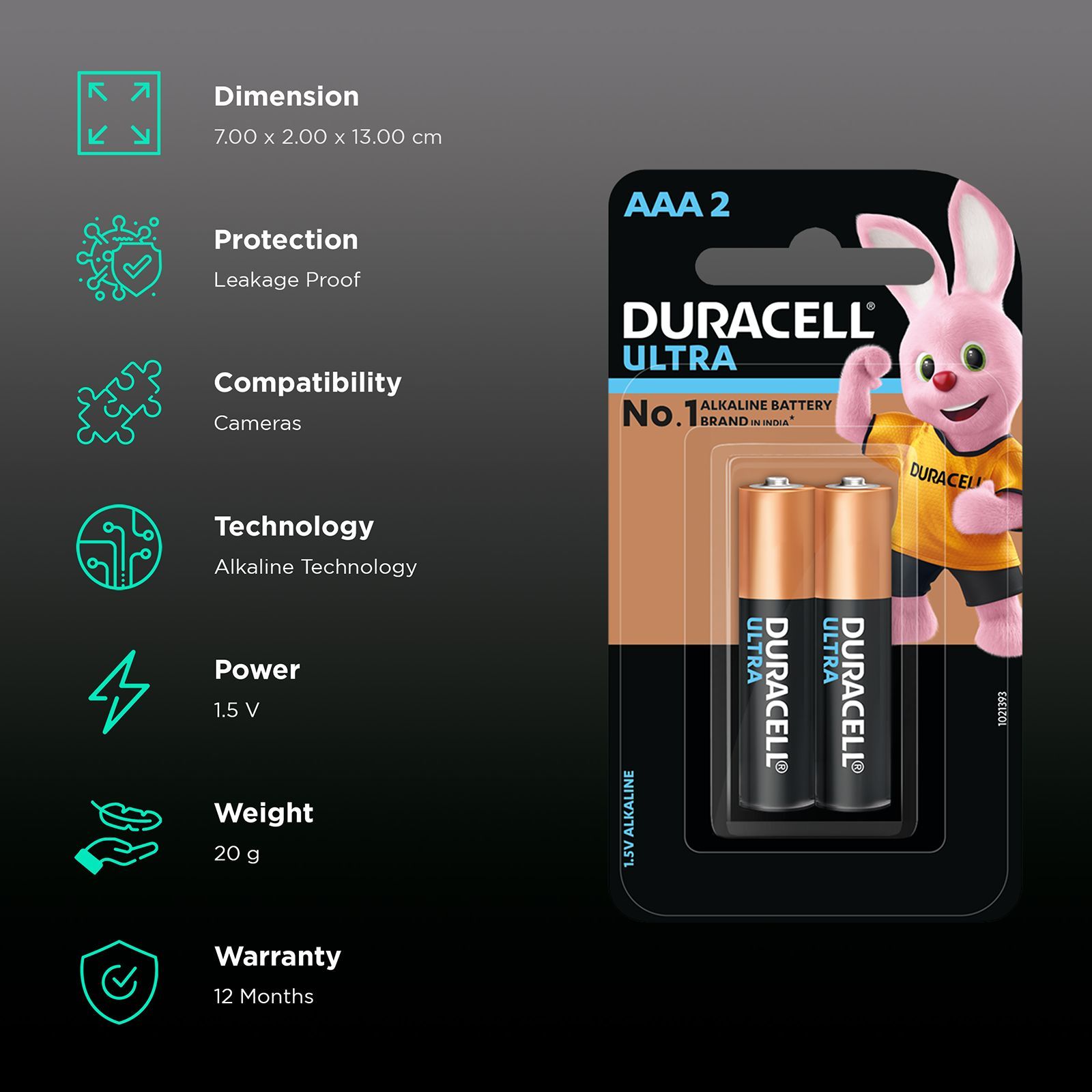 DURACELL Ultra Alkaline AAA Battery For Camera (Pack of 2) DURACELL Ultra Alkaline AAA Battery For Camera (Pack of 2)_2