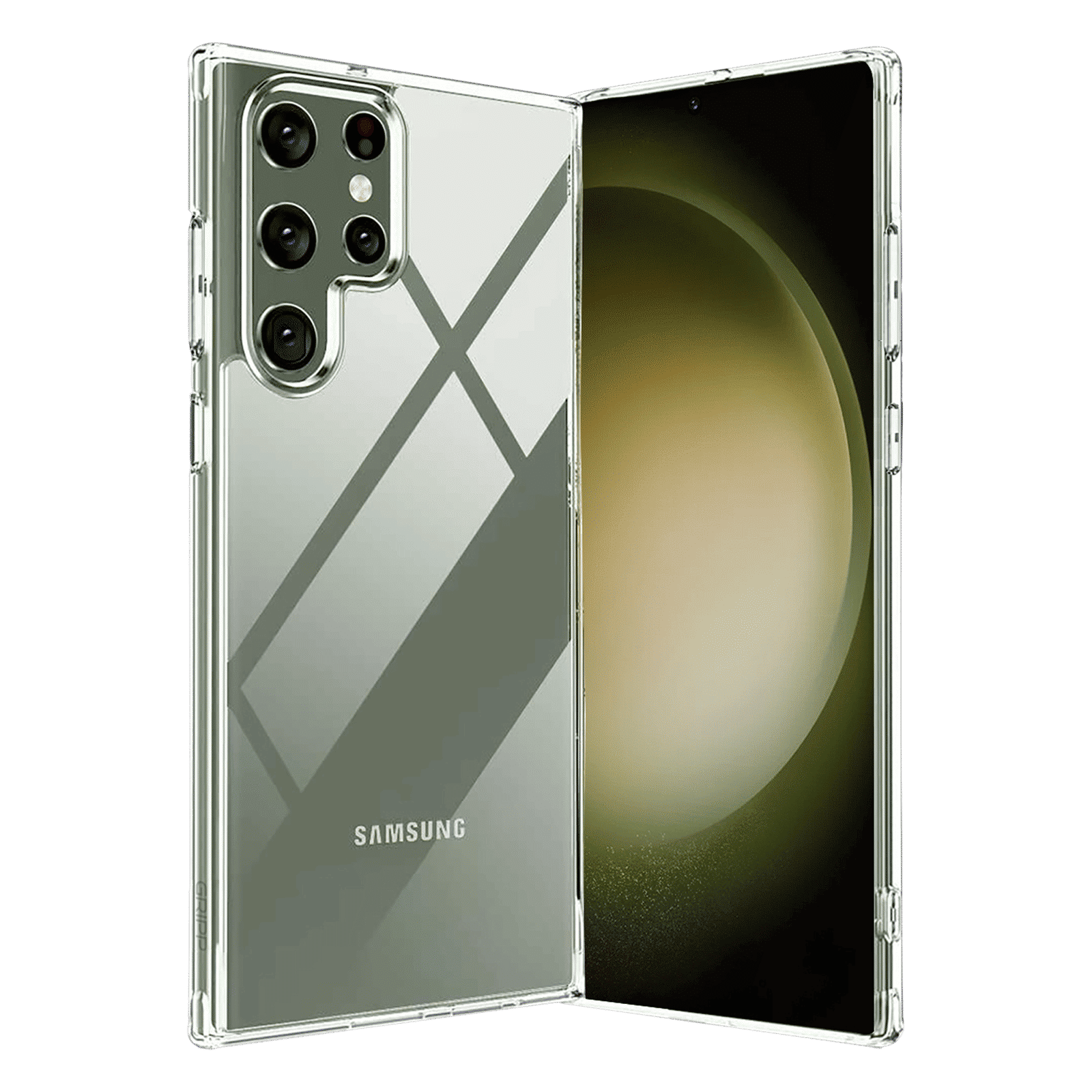 GRIPP Hard Silicon Back Case for Samsung Galaxy S23 Ultra (UV Coated, Transparent)_1