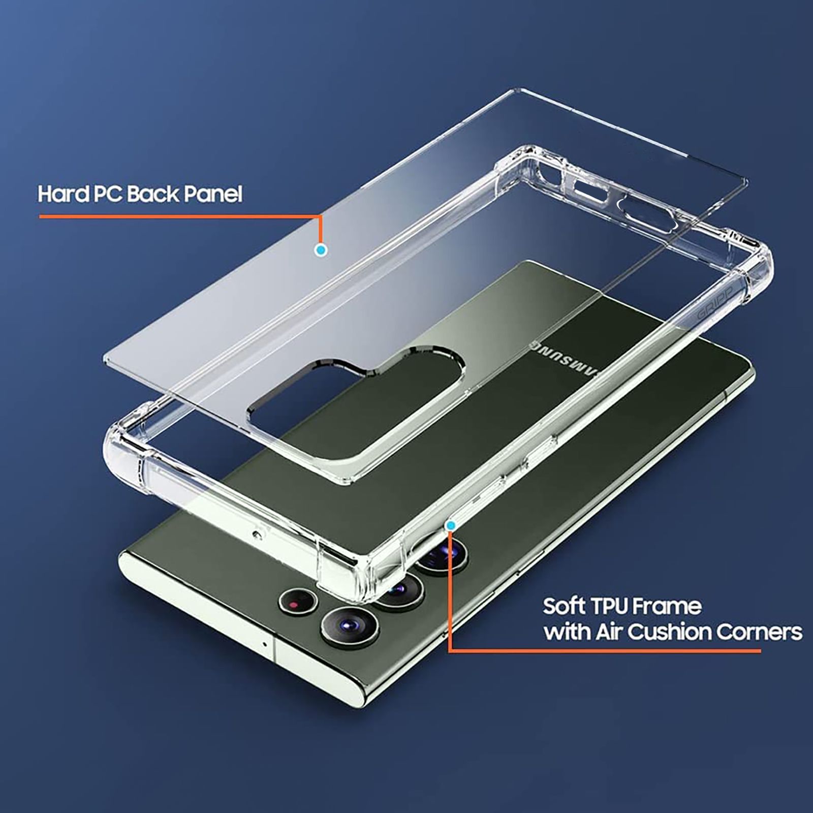 GRIPP Hard Silicon Back Case for Samsung Galaxy S23 Ultra (UV Coated, Transparent)_4