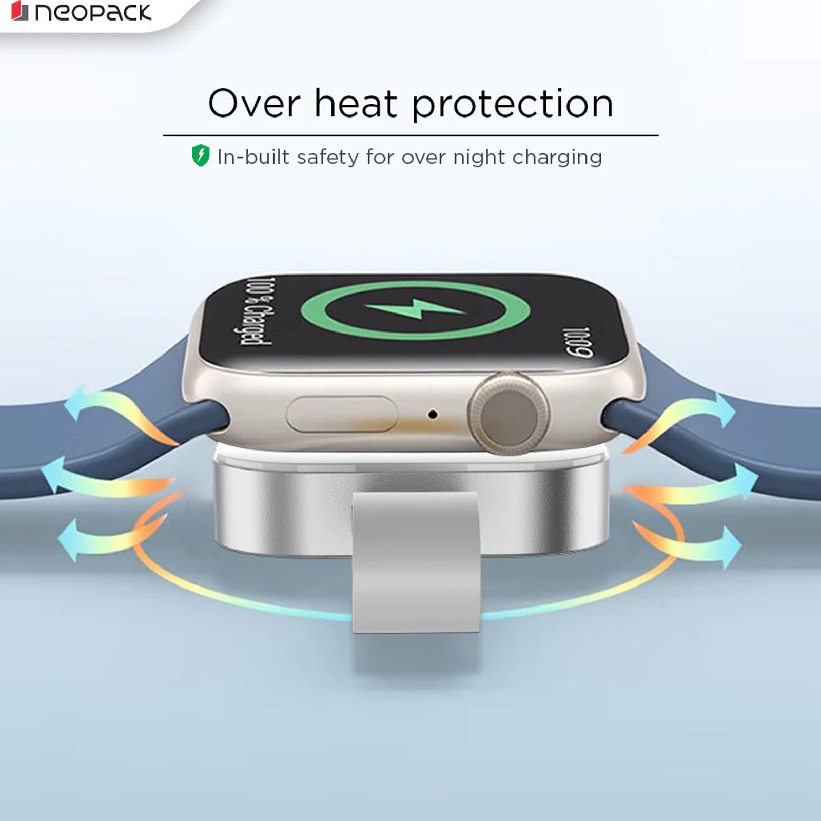 neopack Nano Wireless Charger For Apple iWatch Series SE 7, 6, 5, 4, 3, 2, 1 (WCPRO16, White)_5