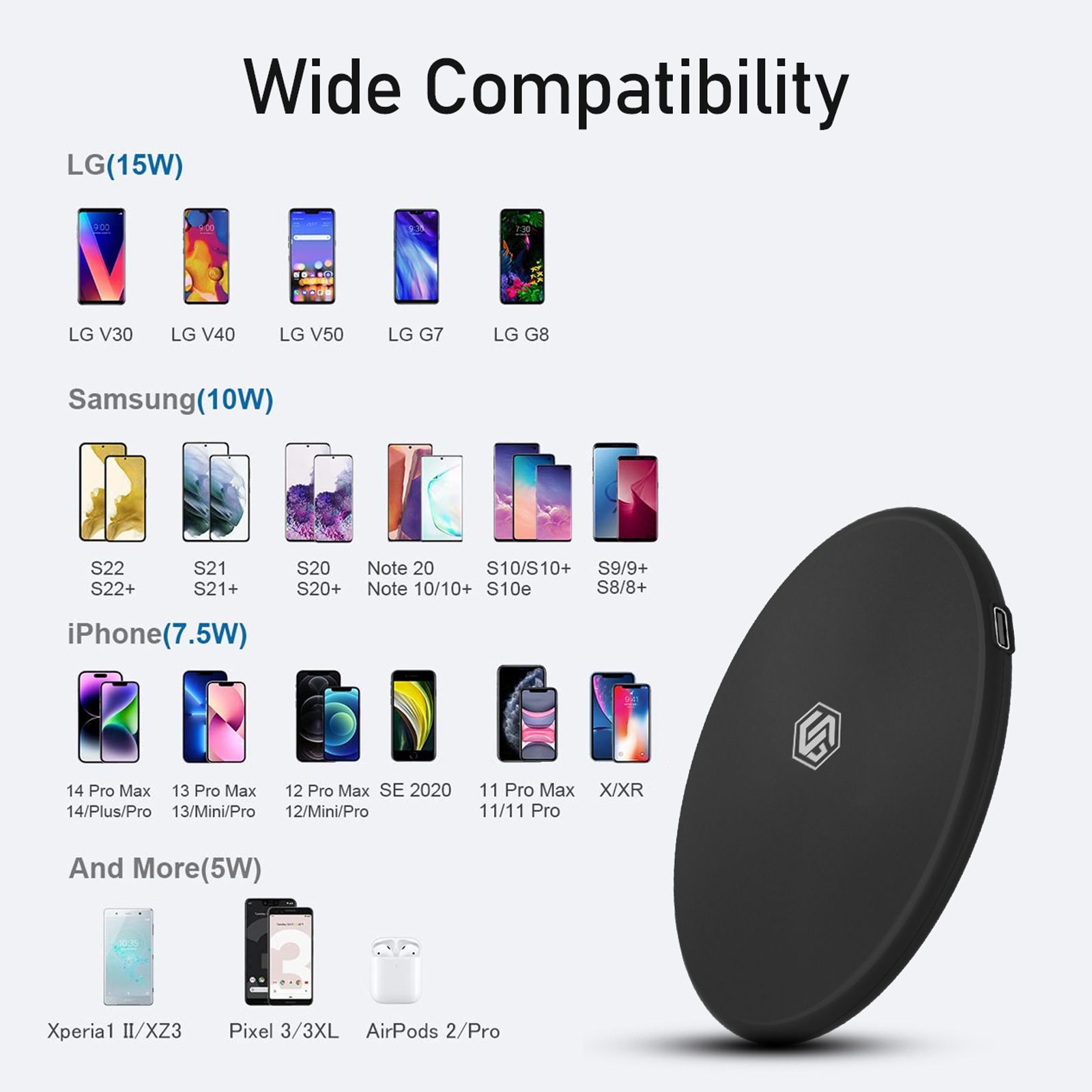 UNIGEN Unipad 200 15W Wireless Charger for Smartphones and Earbuds (Qi Certified, Safe Charging, Black)_5