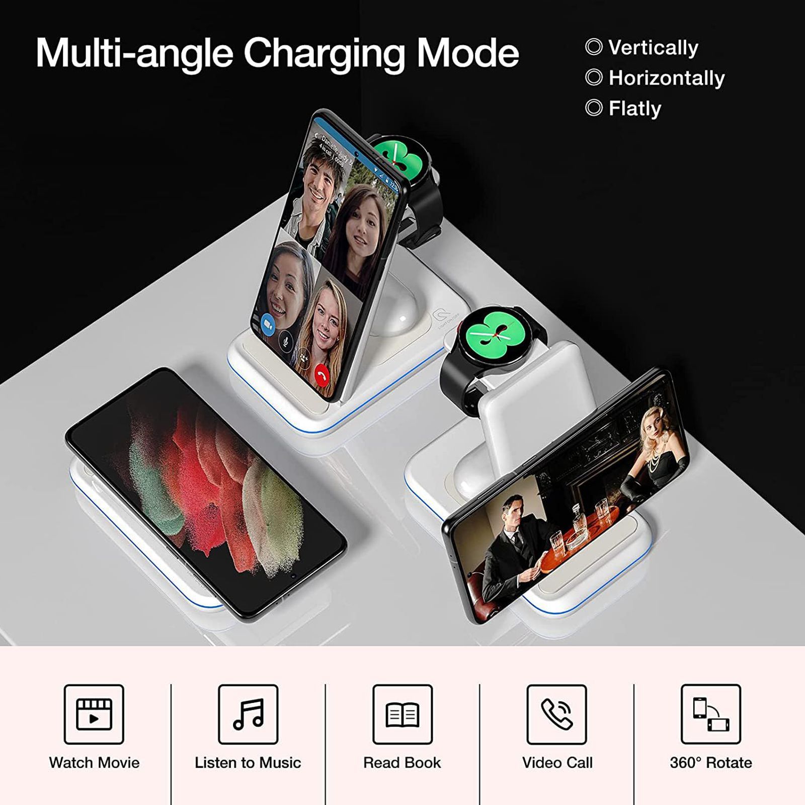 UNIGEN UNIDOCK 350 23W 3-in-1 Wireless Charger for iOS, Android, Smart Watch and TWS Earbuds (Qi Certified, Foldable Design, White)_5