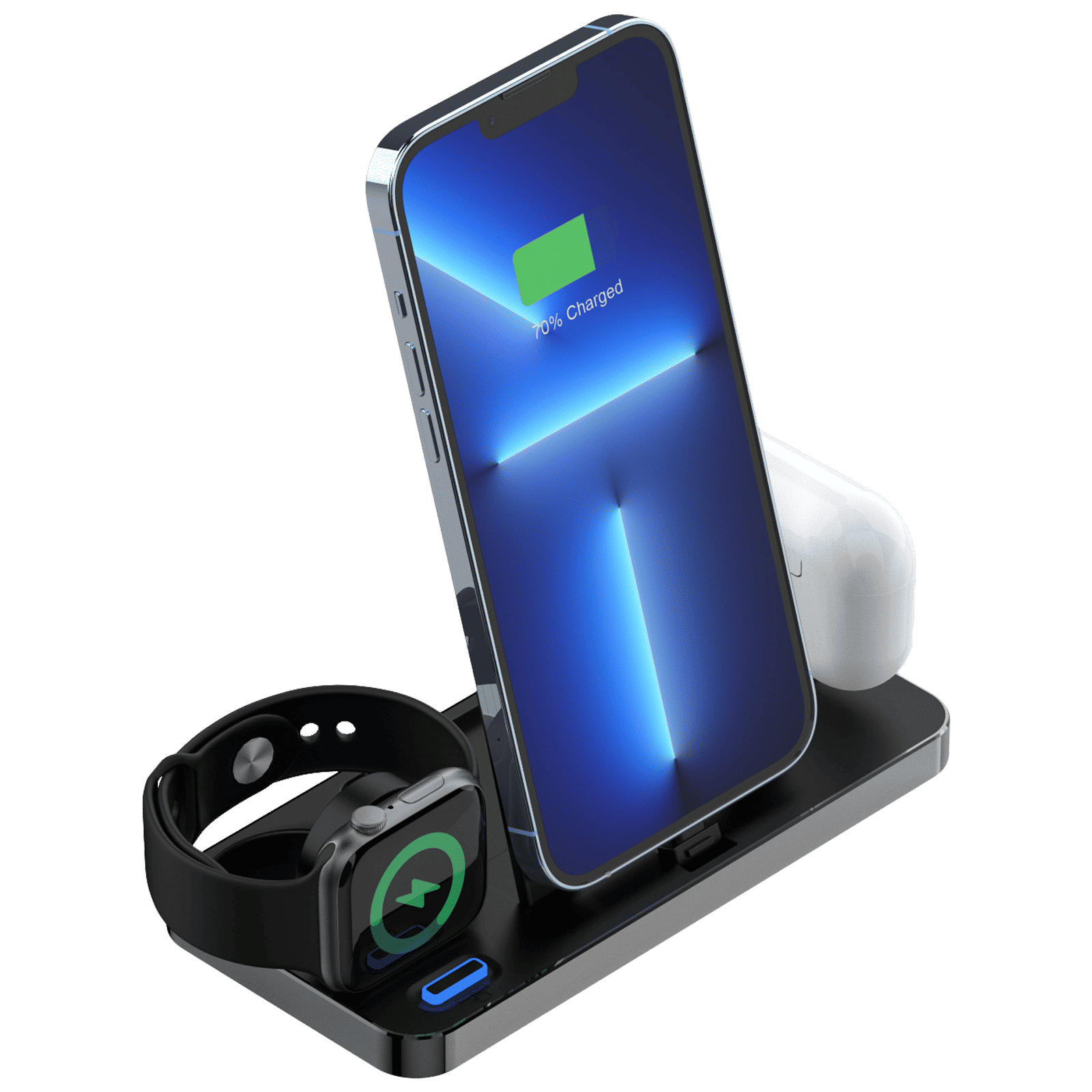 UNIGEN UNIDOCK 100 3-in-1 Wireless Charger for iOS, Air-pods (Foldable Design, Black)_1