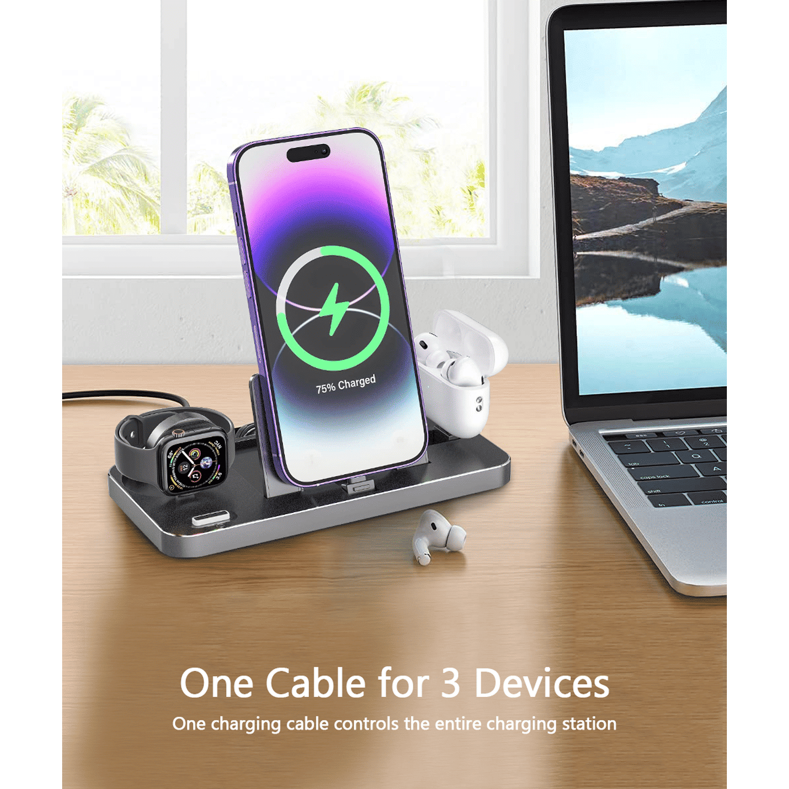 UNIGEN UNIDOCK 100 3-in-1 Wireless Charger for iOS, Air-pods (Foldable Design, Black)_5