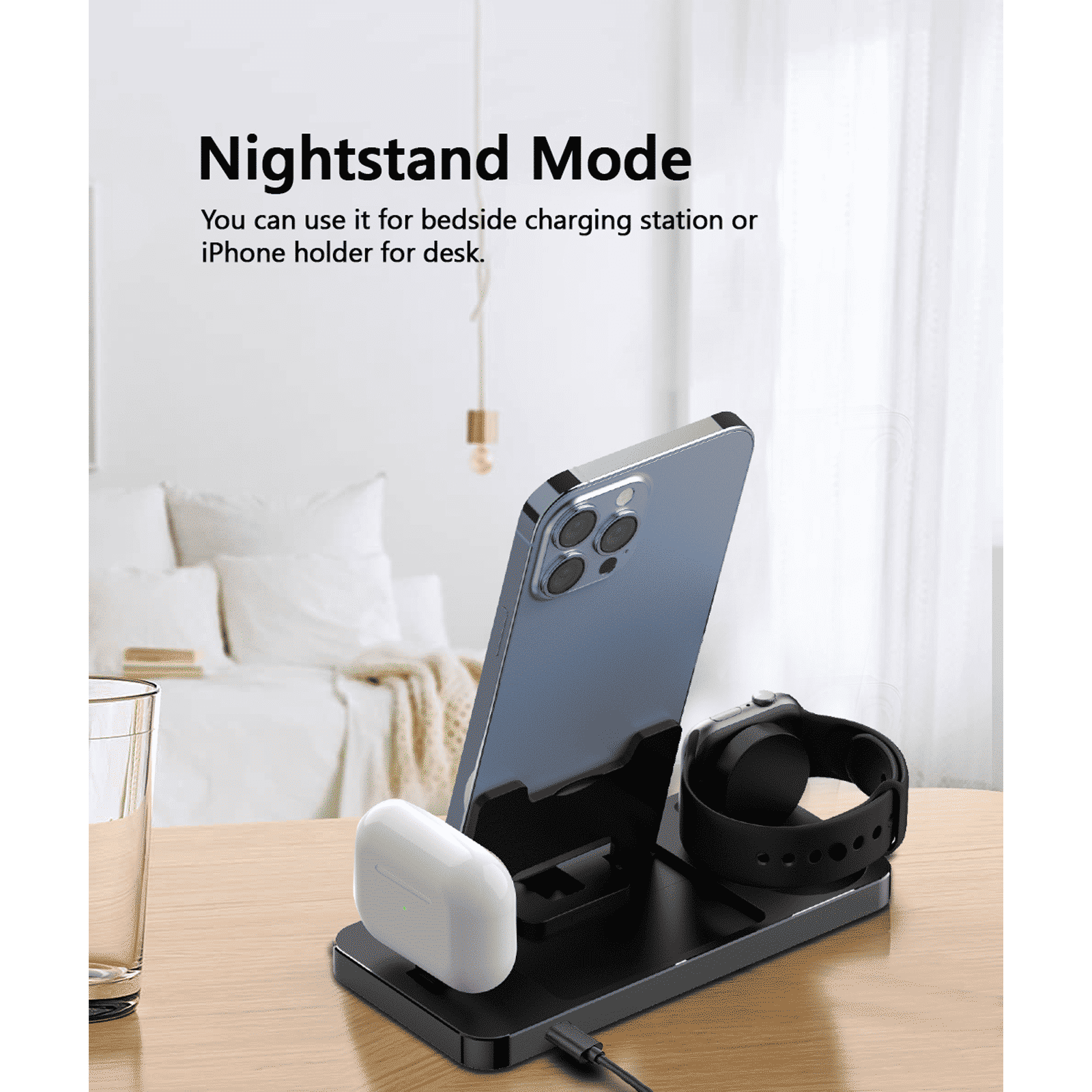 UNIGEN UNIDOCK 100 3-in-1 Wireless Charger for iOS, Air-pods (Foldable Design, Black)_6