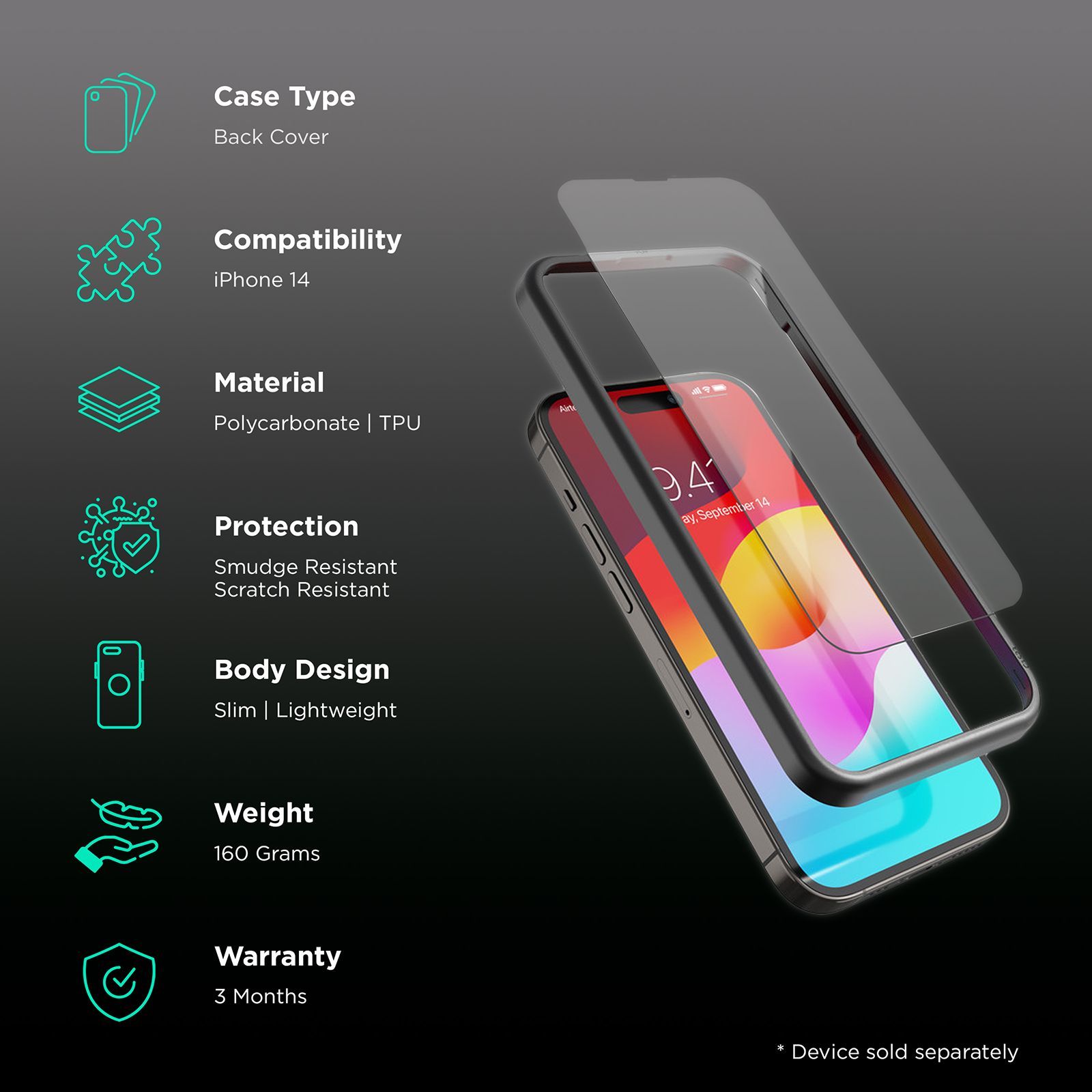 VAKU LUXOS SUPRKIT2 PC & TPU Back Cover for Apple iPhone 14 (Edge to Edge Protection, Clear)_2