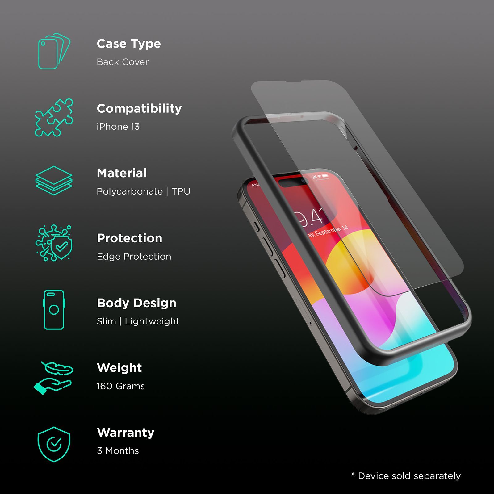 VAKU LUXOS SUPRKIT2 PC & TPU Back Cover for Apple iPhone 13 (Edge to Edge Protection, Clear)_2