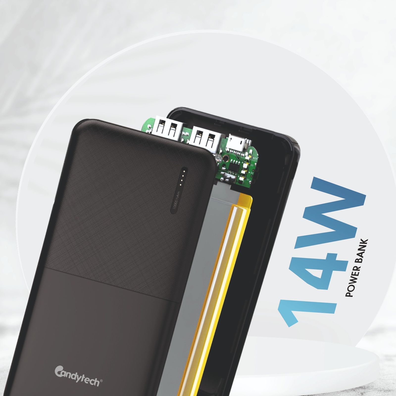Candytech CTPB10B 10000 mAh 14W Power Bank (2 Type A Ports, Over Charge Protection, Black)_6
