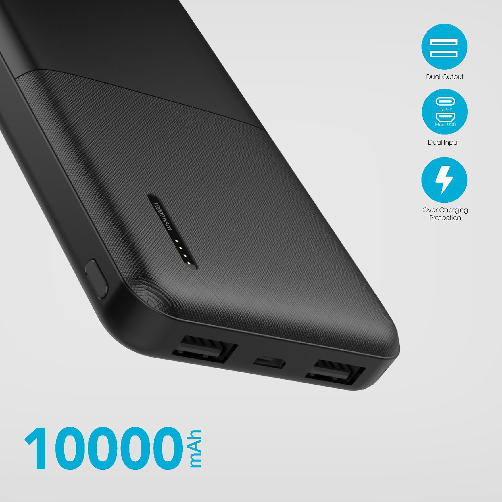 Candytech CTPB10B 10000 mAh 14W Power Bank (2 Type A Ports, Over Charge Protection, Black)_8