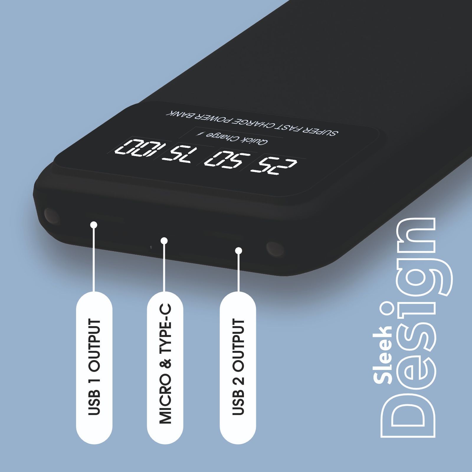 Candytech CTPB10PD 10000 mAh 24W Fast Charging Power Bank (2 Type A & 1 Type C Ports, Digital Display, Black)_7