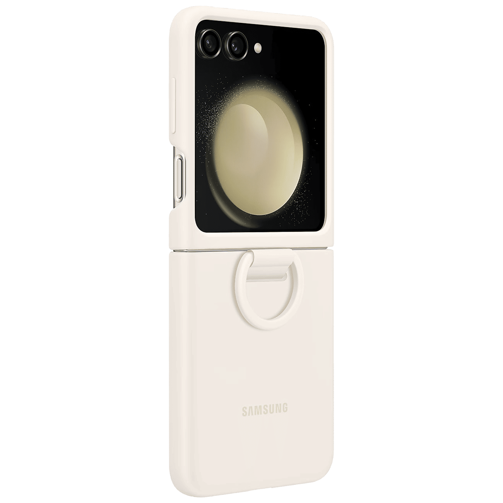 SAMSUNG Soft Silicone Back Case for Galaxy Z Flip5 (Ring Holder, Cream)_1