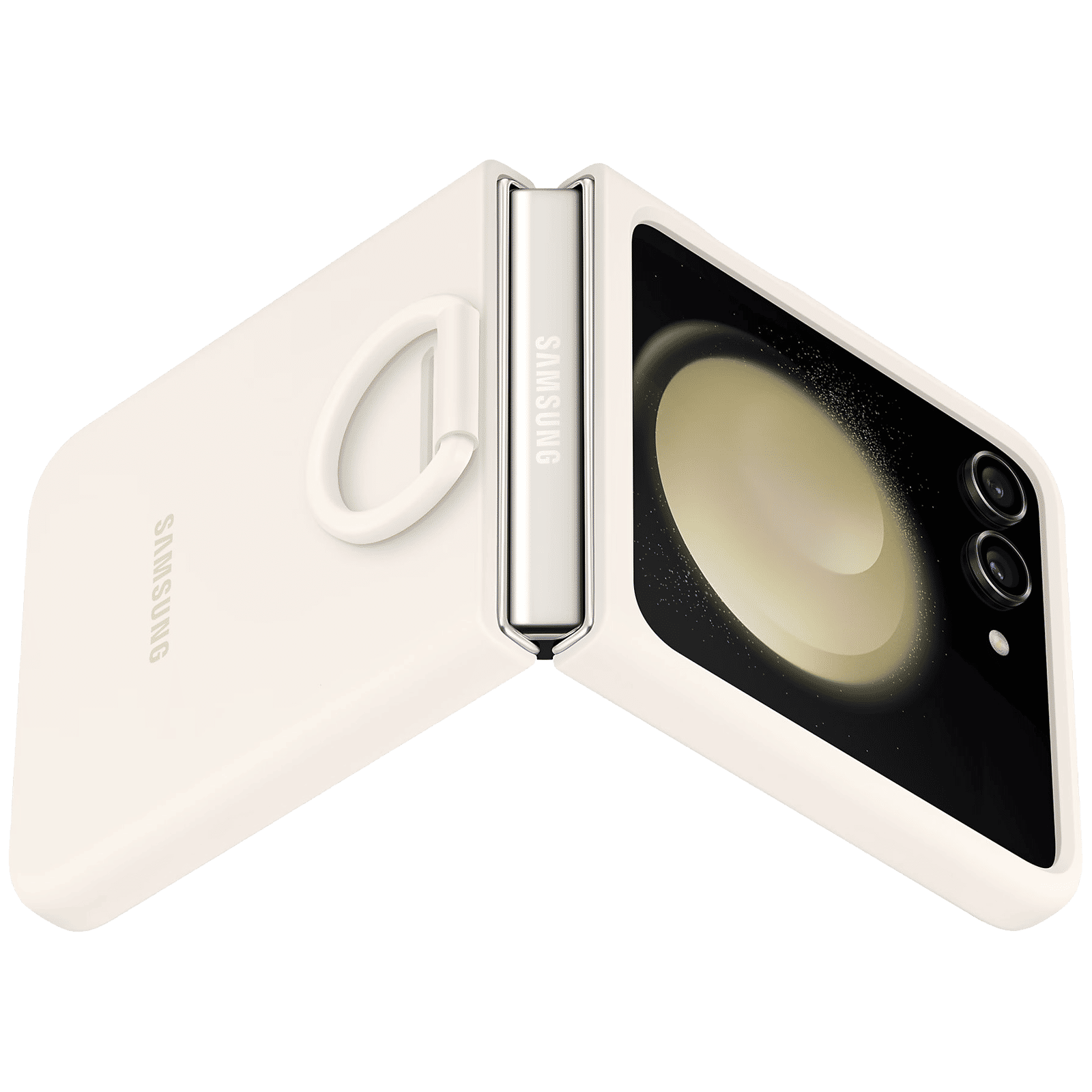 SAMSUNG Soft Silicone Back Case for Galaxy Z Flip5 (Ring Holder, Cream)_3