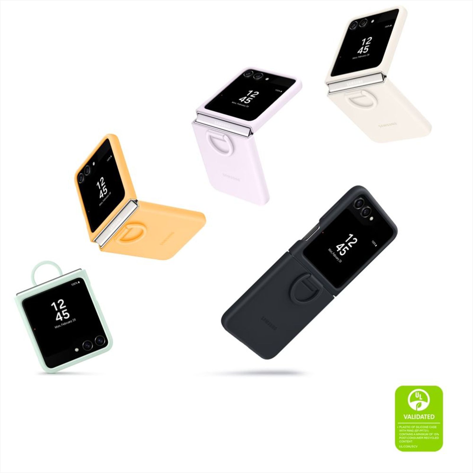 SAMSUNG Soft Silicone Back Case for Galaxy Z Flip5 (Ring Holder, Cream)_6