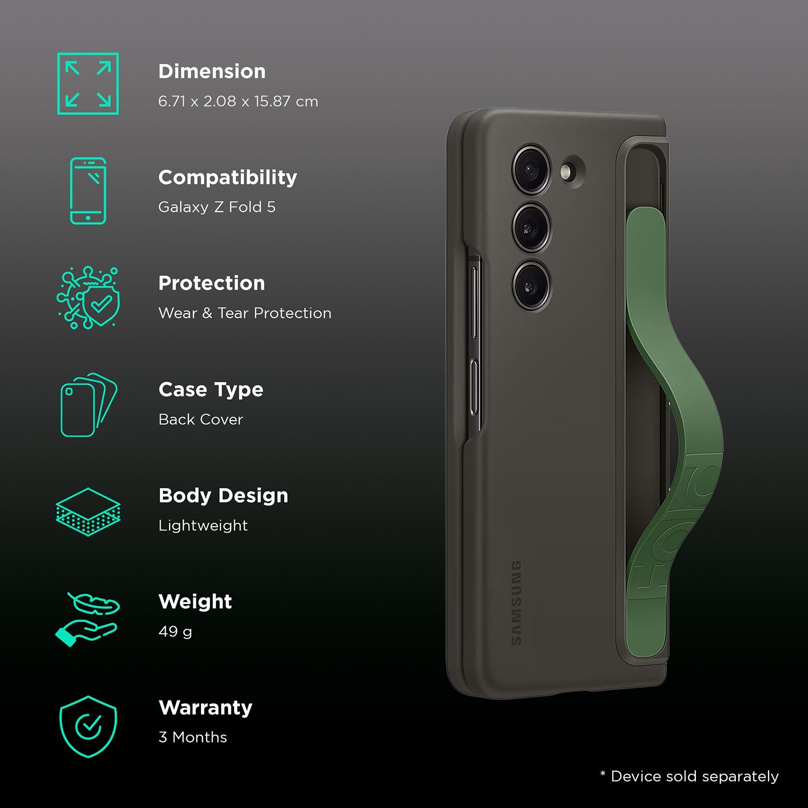 SAMSUNG Soft Back Case with Stand for Galaxy Z Fold5 (Hands Free Viewing, Graphite) SAMSUNG Soft Back Case with Stand for Galaxy Z Fold5 (Hands Free Viewing, Graphite)_2