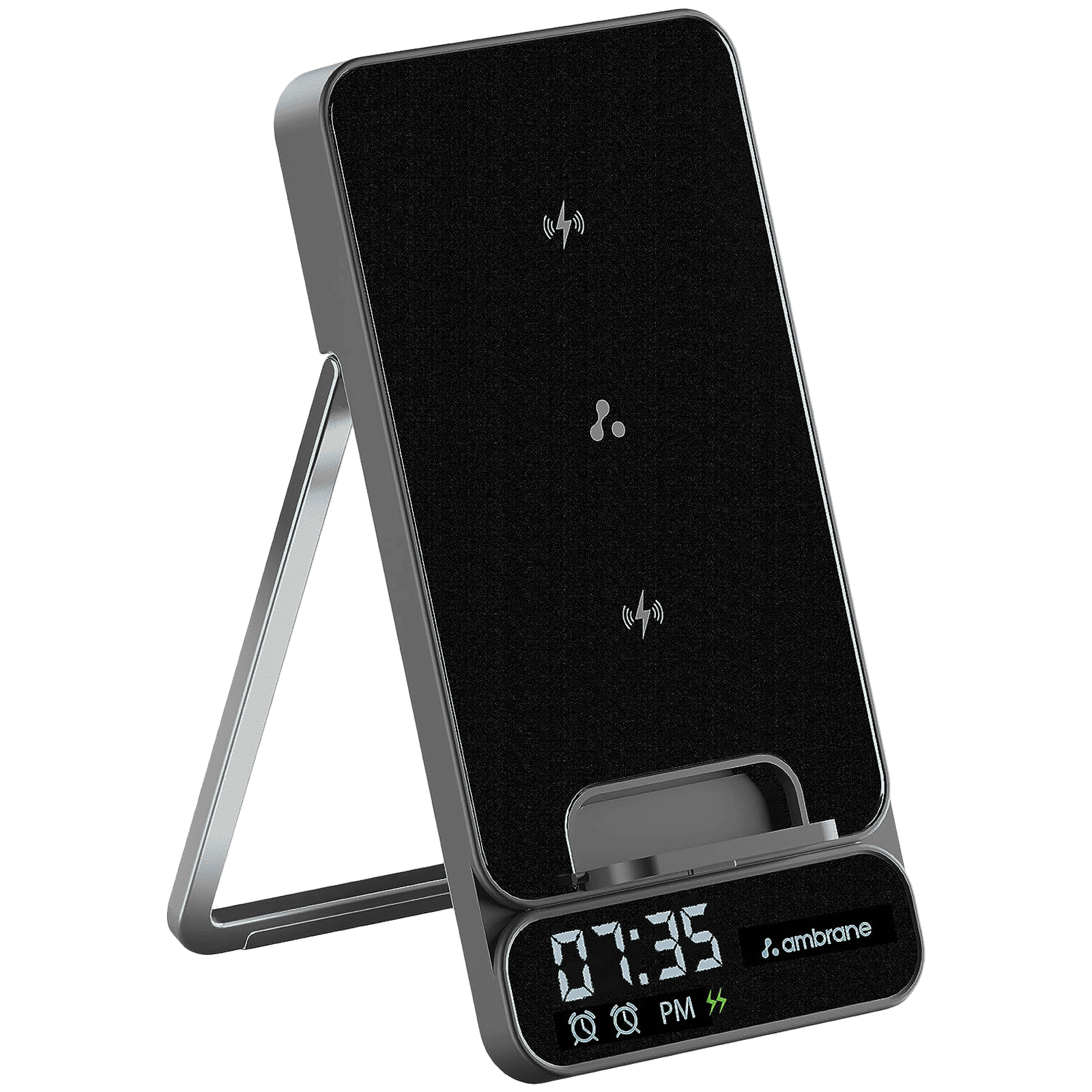 ambrane Powerpod Pro 15W Wireless Charger for iOS, Android, Earbuds and Smart Watch (Smart Power Management, Black)_1