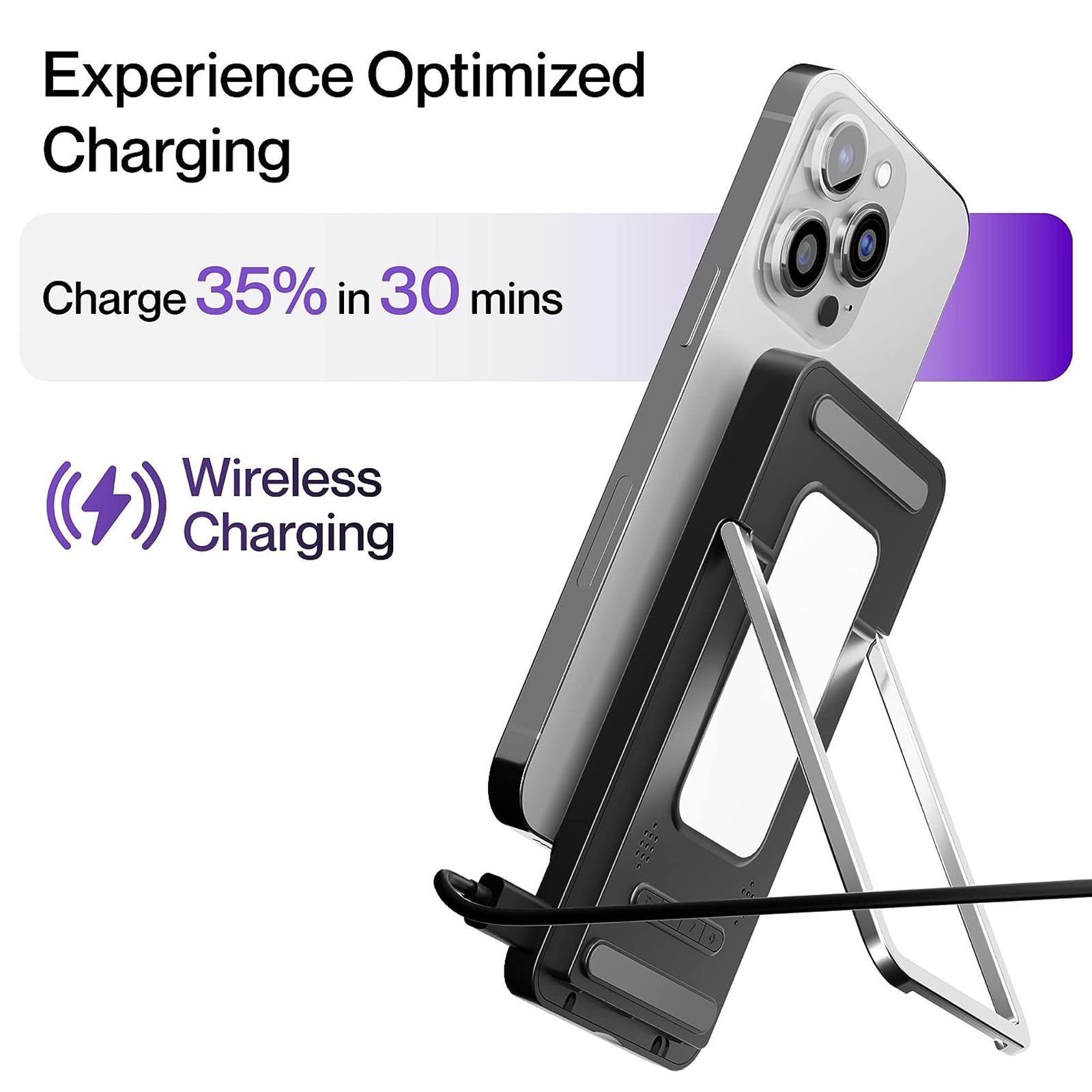 ambrane Powerpod Pro 15W Wireless Charger for iOS, Android, Earbuds and Smart Watch (Smart Power Management, Black)_9