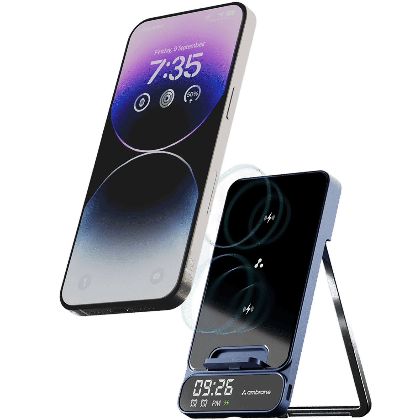 ambrane Powerpod Pro 15W Wireless Charger for iOS, Android, Earbuds and Smart Watch (Smart Power Management, Black)_3