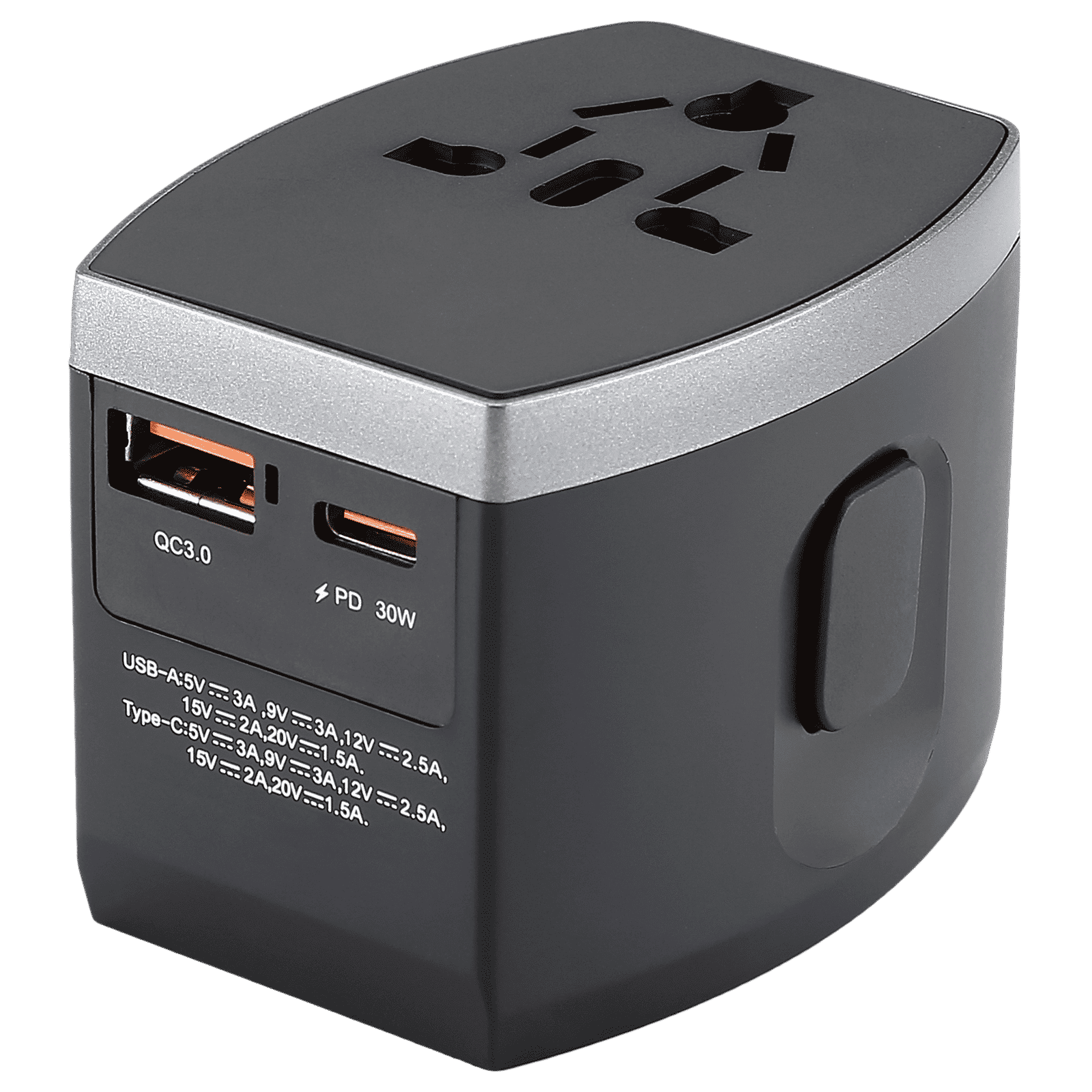 Croma 4 Plugs 150 Countries Travel Adapter (Over Current Protection, CRST30WUTA014802, Black)_4