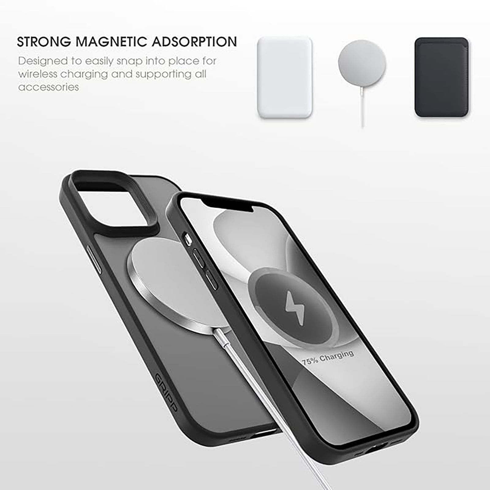 GRIPP Bolt Hard TPU Back Cover for Apple iPhone 15 Plus (MagSafe Compatible, Black)_4