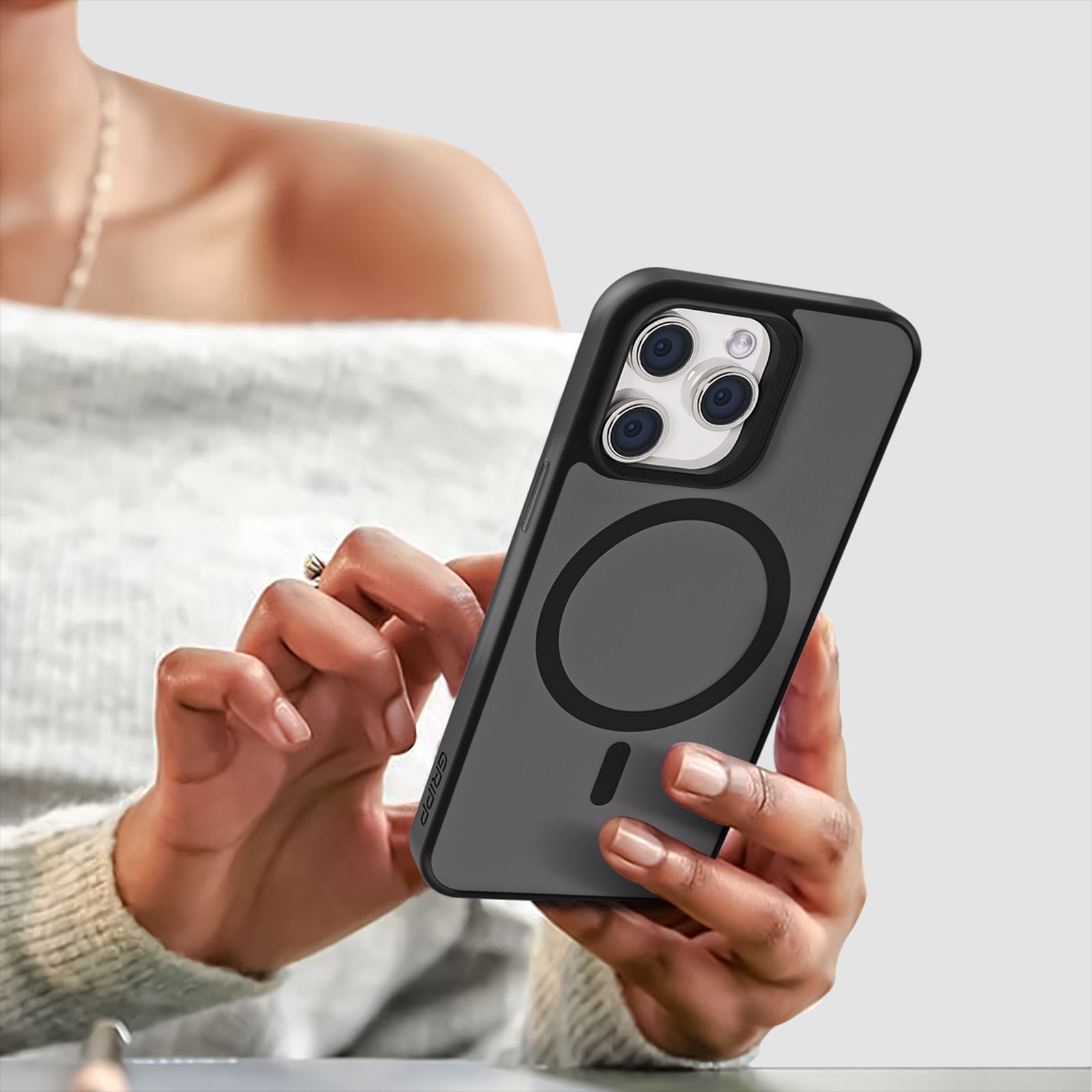 GRIPP Bolt Hard TPU Back Cover for Apple iPhone 15 Pro Max (MagSafe Compatible, Black)_6