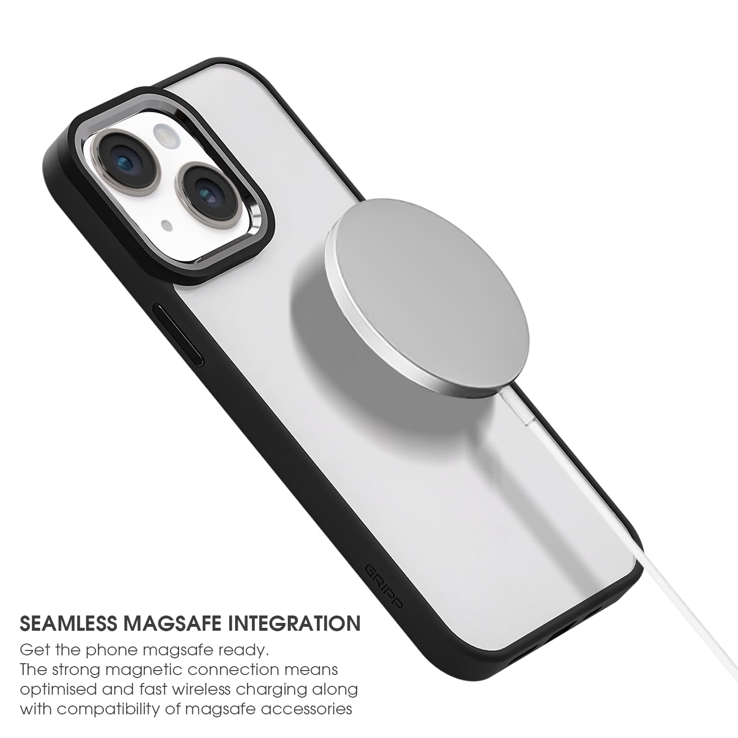 GRIPP Clarion Hard Polycarbonate Back Cover for Apple iPhone 15 Plus (Anti Bacterial Technology, Black)_4