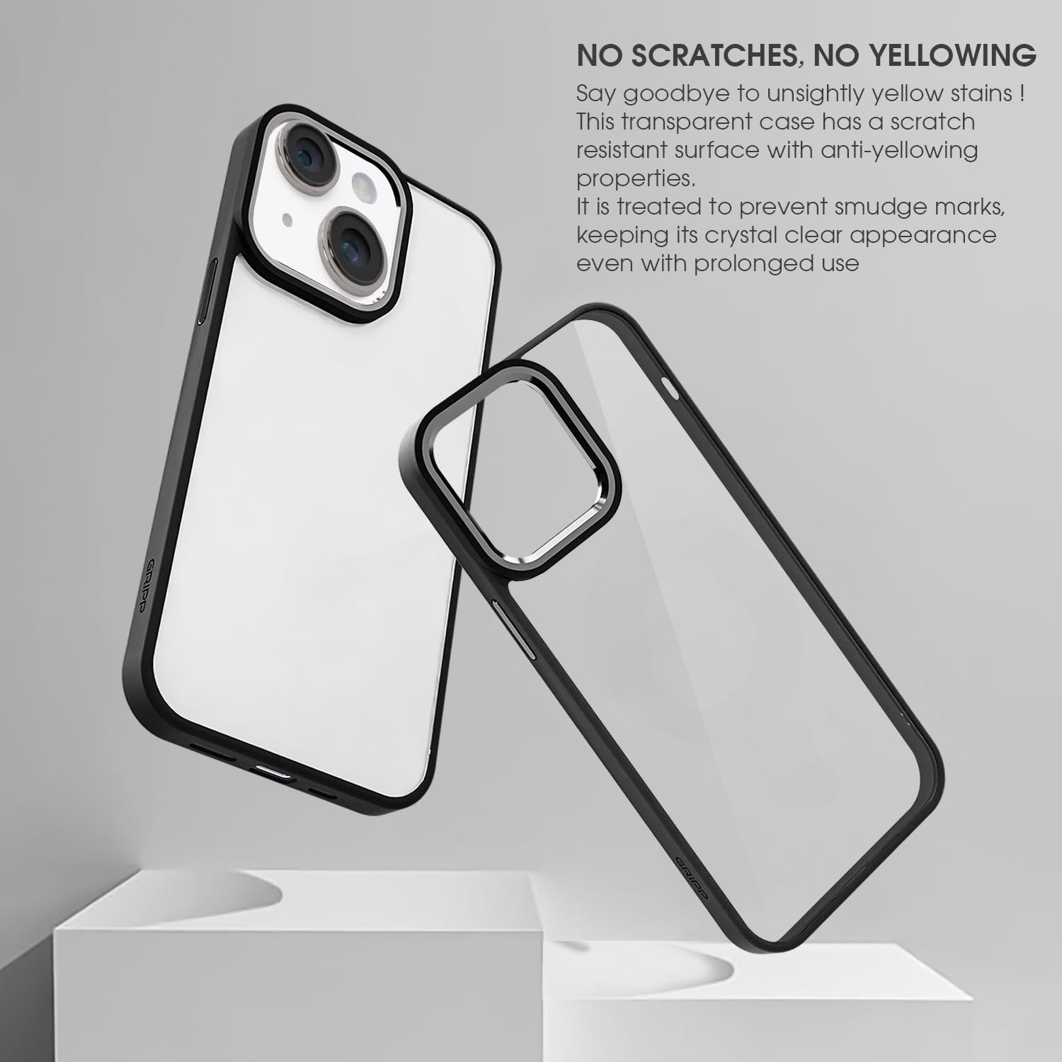 GRIPP Clarion Hard Polycarbonate Back Cover for Apple iPhone 15 Plus (Anti Bacterial Technology, Black)_5