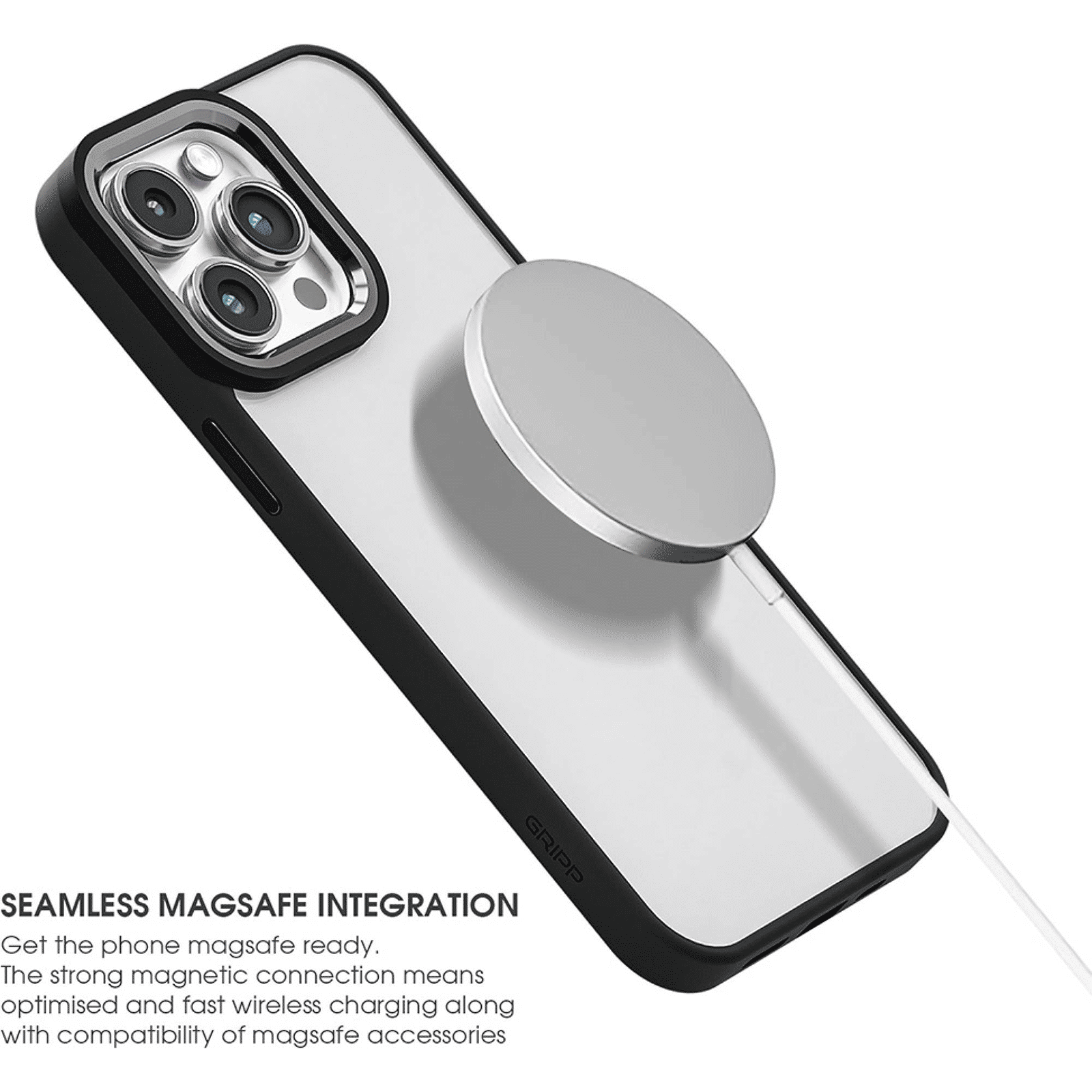 GRIPP Clarion Hard Polycarbonate Back Cover for Apple iPhone 15 Pro (Anti Bacterial Technology, Black)_6