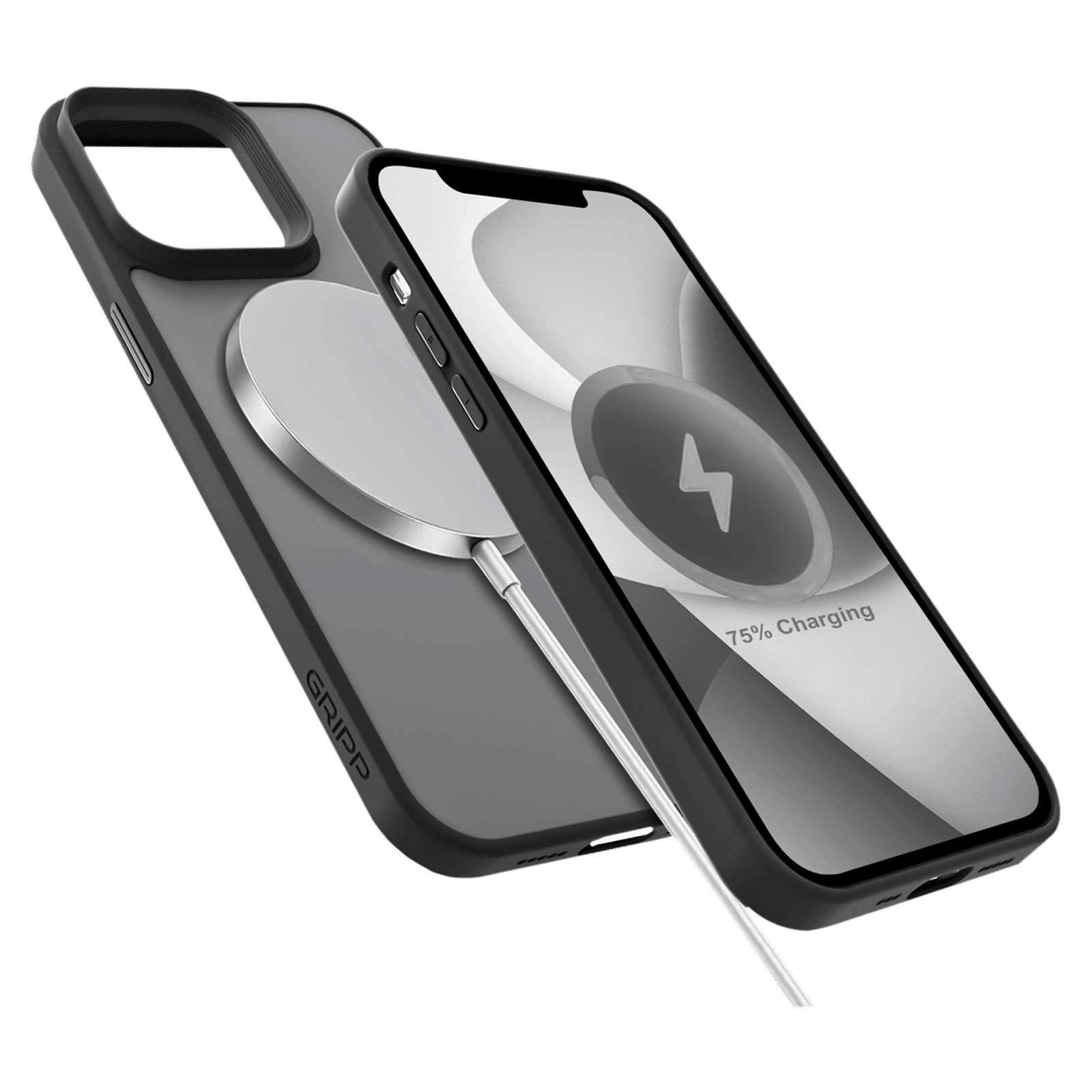 GRIPP Raigor Hard Polycarbonate Back Cover for Apple iPhone 15 Plus (MagSafe Compatible, Black)_4