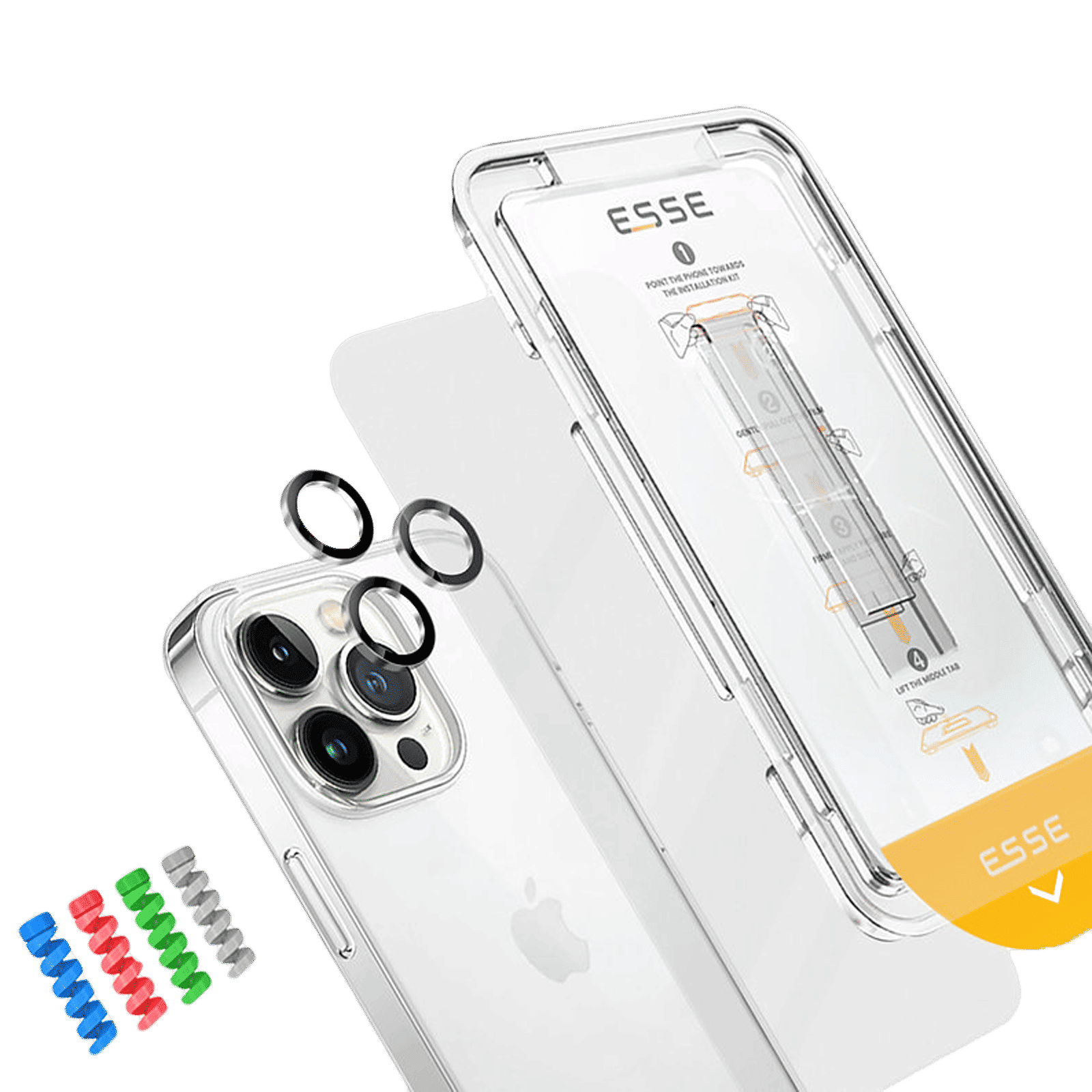 ESSE Armor360 Back Case, Tempered Glass, Cam and Cable Protector 4in1 Combo for iPhone 15 Pro Max (Microdots Technology, Transparent)_4