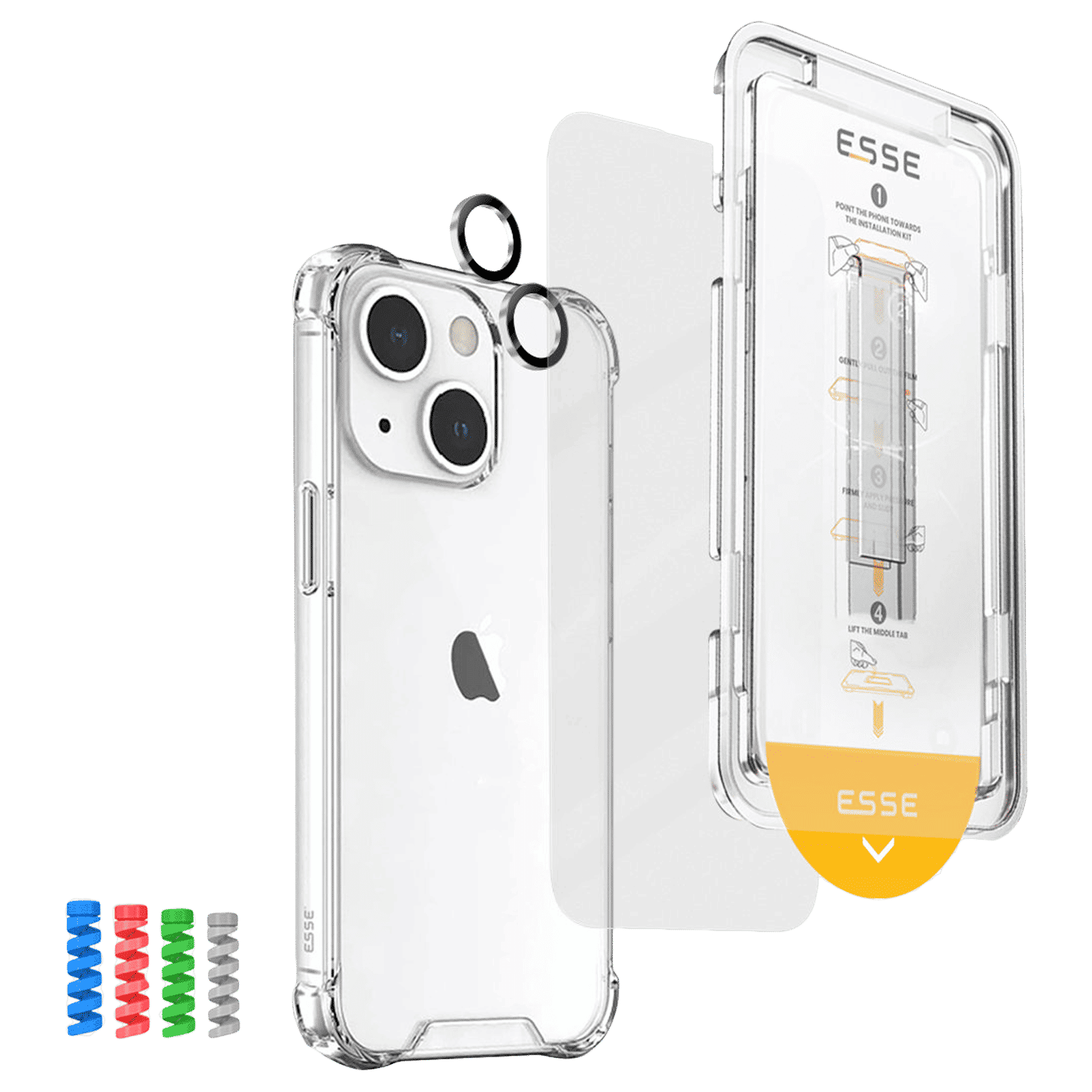 ESSE Armor360 Back Case, Tempered Glass, Cam and Cable Protector 4in1 Combo for iPhone 15 Plus (Shock Absorbing Bumpers, Transparent)_2