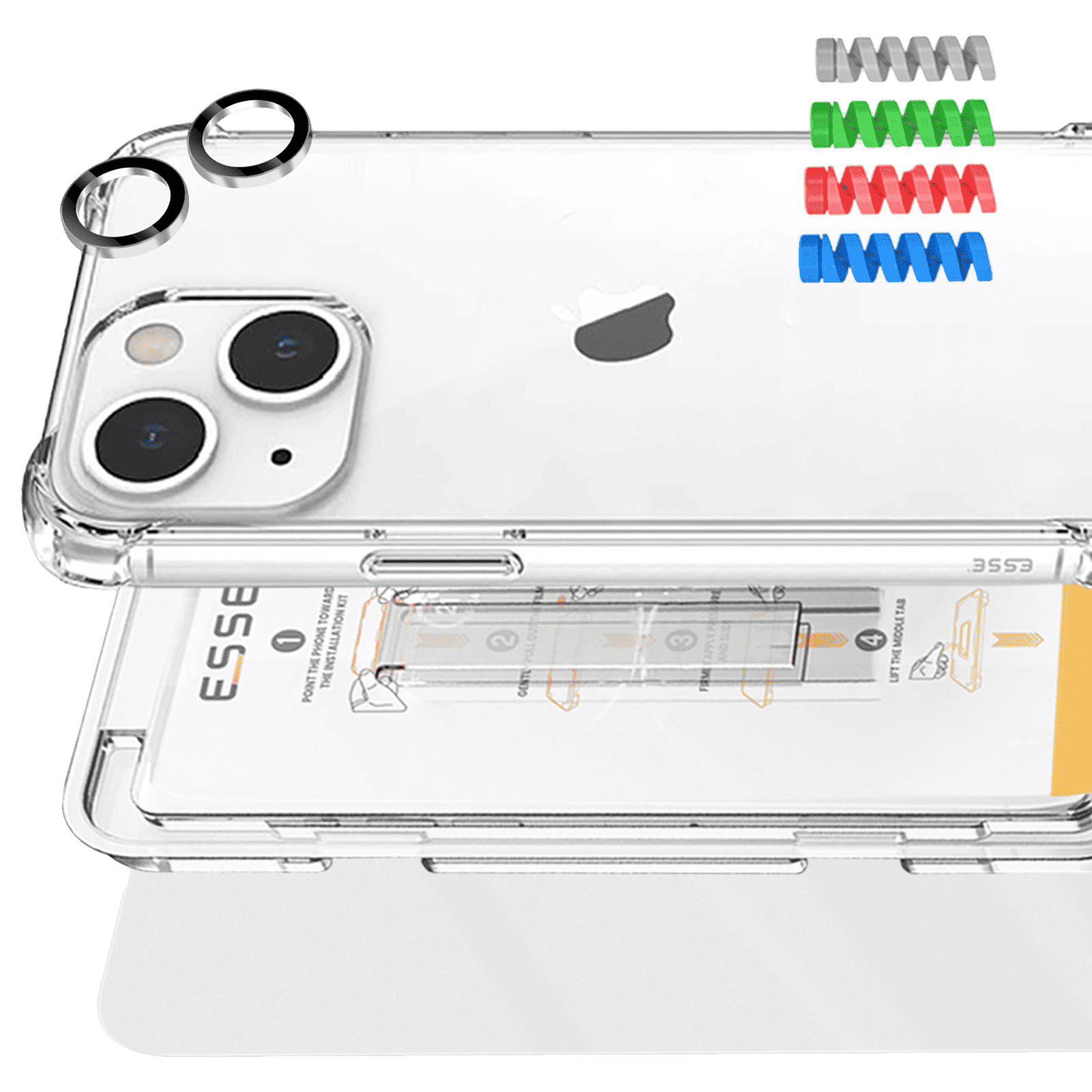 ESSE Armor360 Back Case, Tempered Glass, Cam and Cable Protector 4in1 Combo for iPhone 15 Plus (Shock Absorbing Bumpers, Transparent)_3