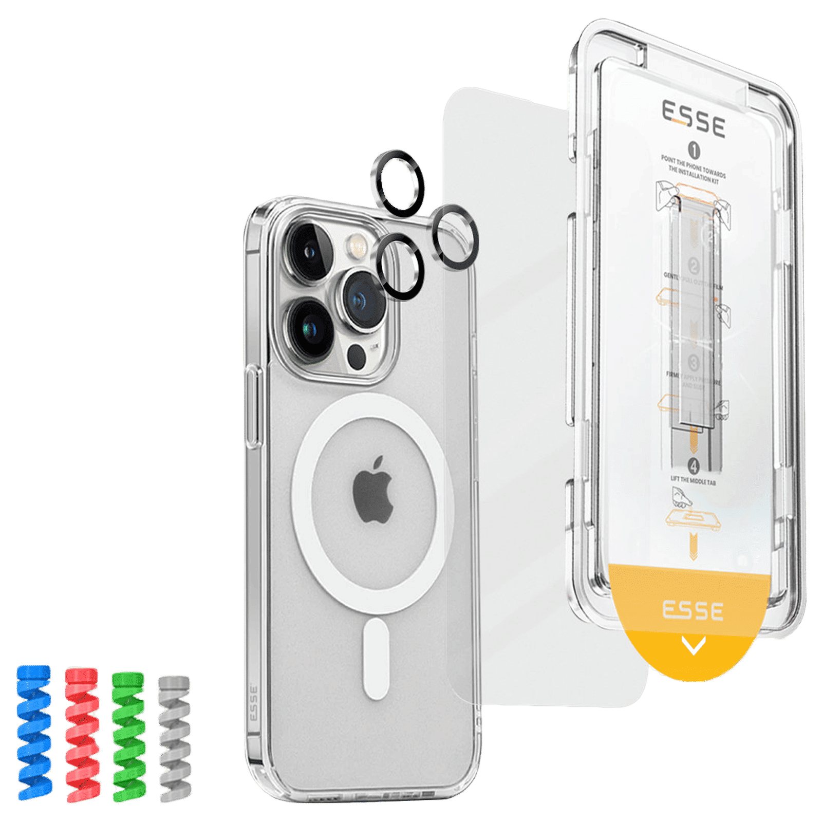 ESSE Armor360 Airskin MagSafe Case, Tempered Glass, Cam and Cable Protector 4in1 Combo for iPhone 15 Pro Max (Anti Glare Glass, Transparent)_2