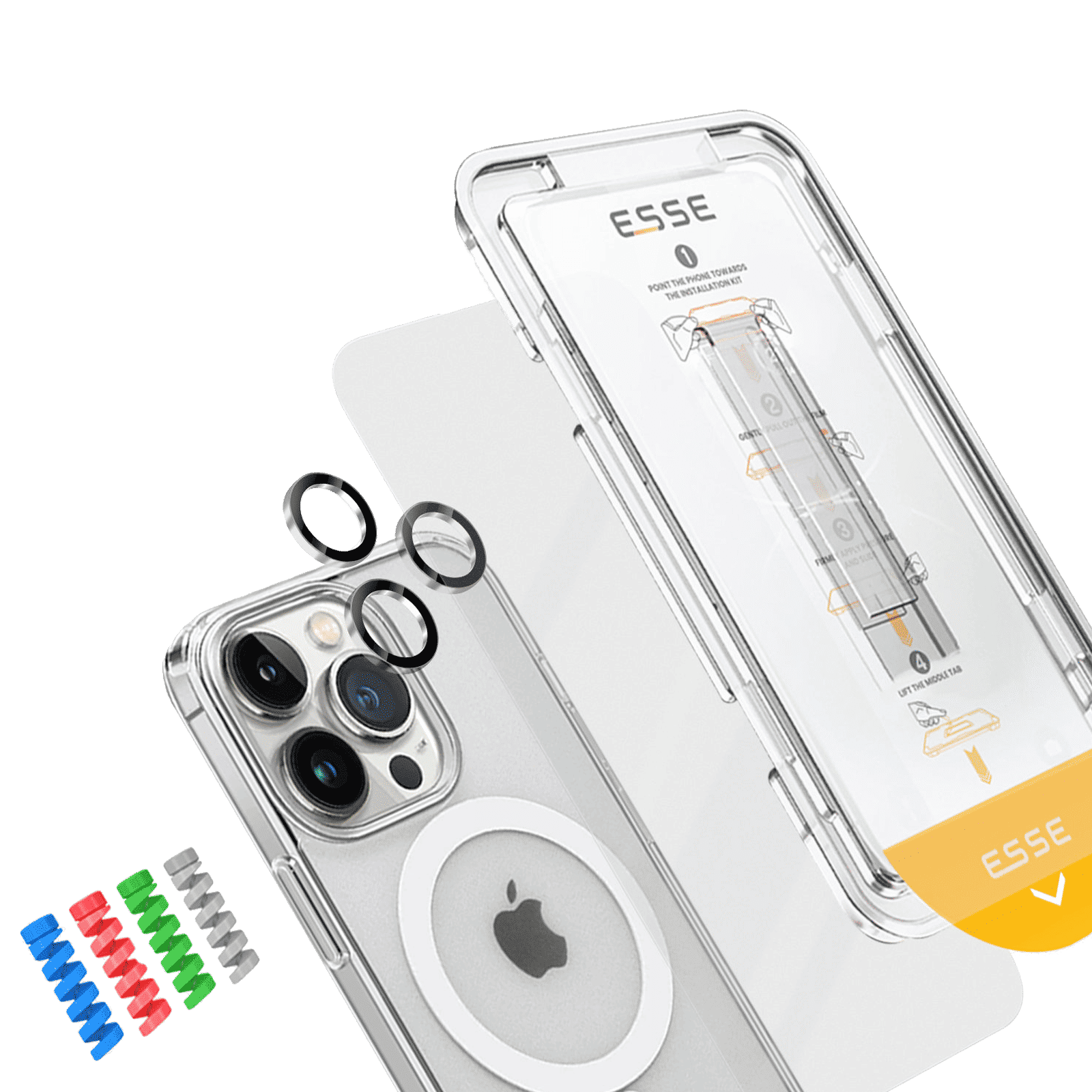 ESSE Armor360 Airskin MagSafe Case, Tempered Glass, Cam and Cable Protector 4in1 Combo for iPhone 15 Pro Max (Anti Glare Glass, Transparent)_4