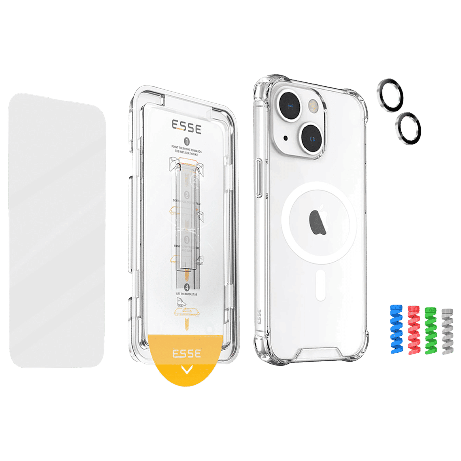 ESSE Armor360 Tufskin MagSafe Case, Tempered Glass, Cam and Cable Protector 4in1 Combo for iPhone 15 Plus (Anti Glare Glass, Transparent)_1