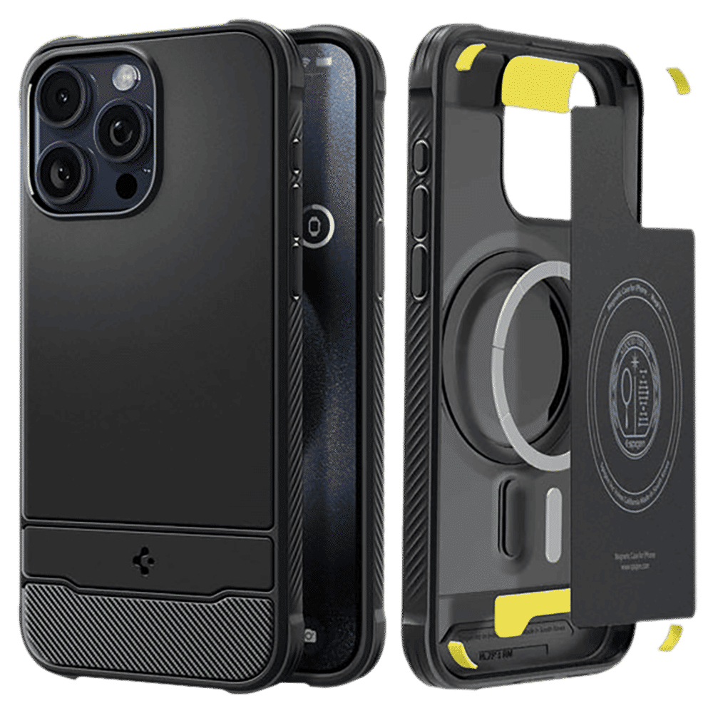 spigen Rugged Armor MagFit PC and TPU Back Cover for iPhone 15 Pro Max (Military Grade, Matte Black)_9