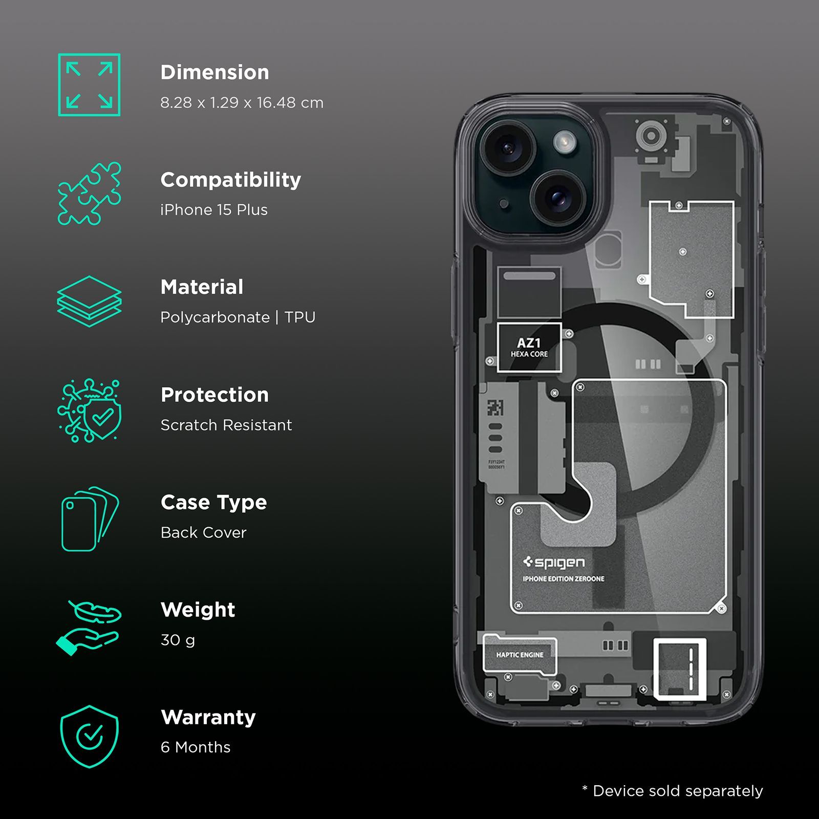 spigen ACS06664 Polycarbonate Back Case for Apple iPhone 15 Plus (Air Cushion Technology, Zero One) spigen ACS06664 Polycarbonate Back Case for Apple iPhone 15 Plus (Air Cushion Technology, Zero One)_2