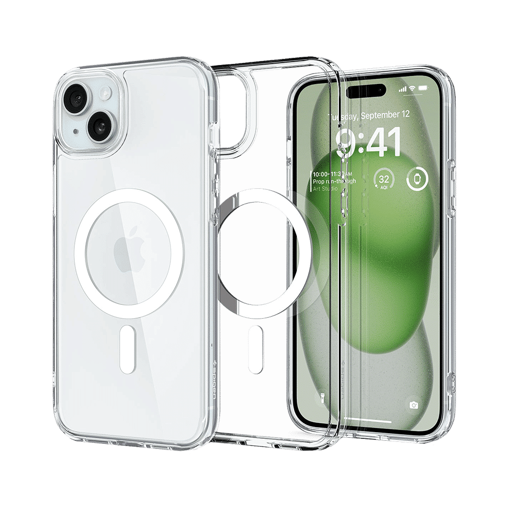 spigen Ultra Hybrid TPU & Polycarbonate Back Cover for Apple iPhone 15 Plus (Supports Wireless Charging, White)_9