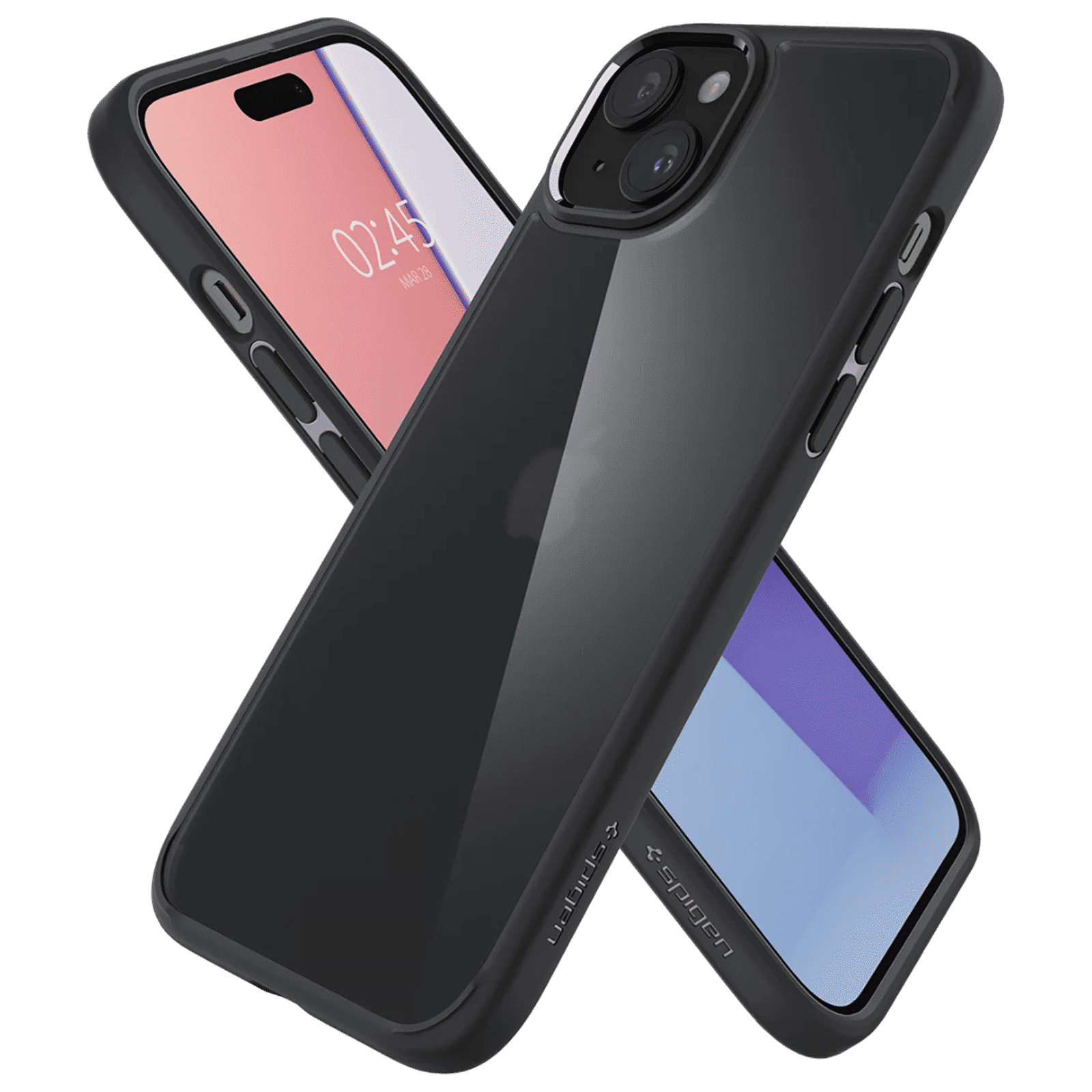 spigen Ultra Hybrid TPU & Polycarbonate Back Cover for Apple iPhone 15 Plus (Supports Wireless Charging, Frost Black)_5