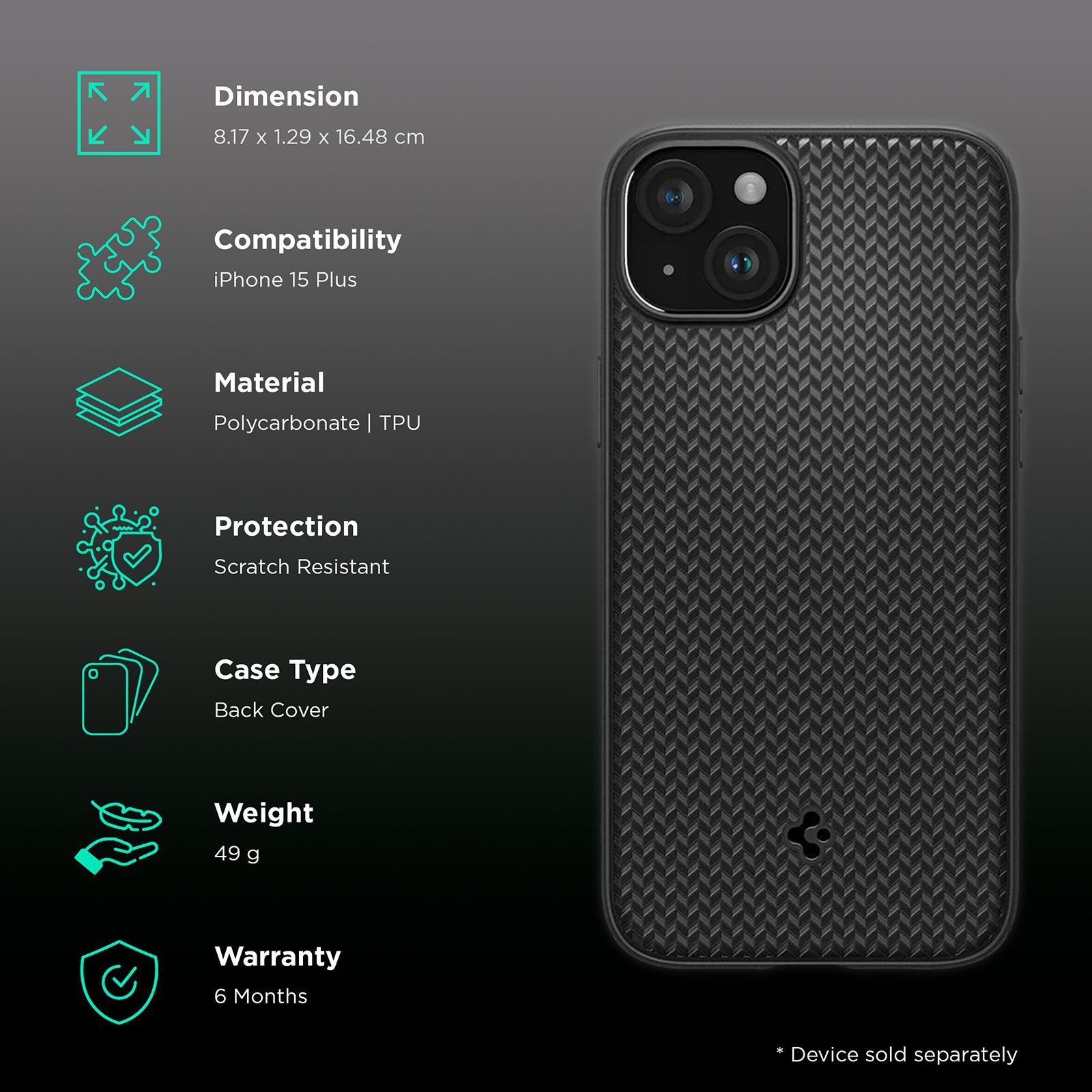 spigen Mag Armor MagFit Thermoplastic Polyurethane Back Case for iPhone 15 Plus (Air Cushion Technology, Matte Black)_2