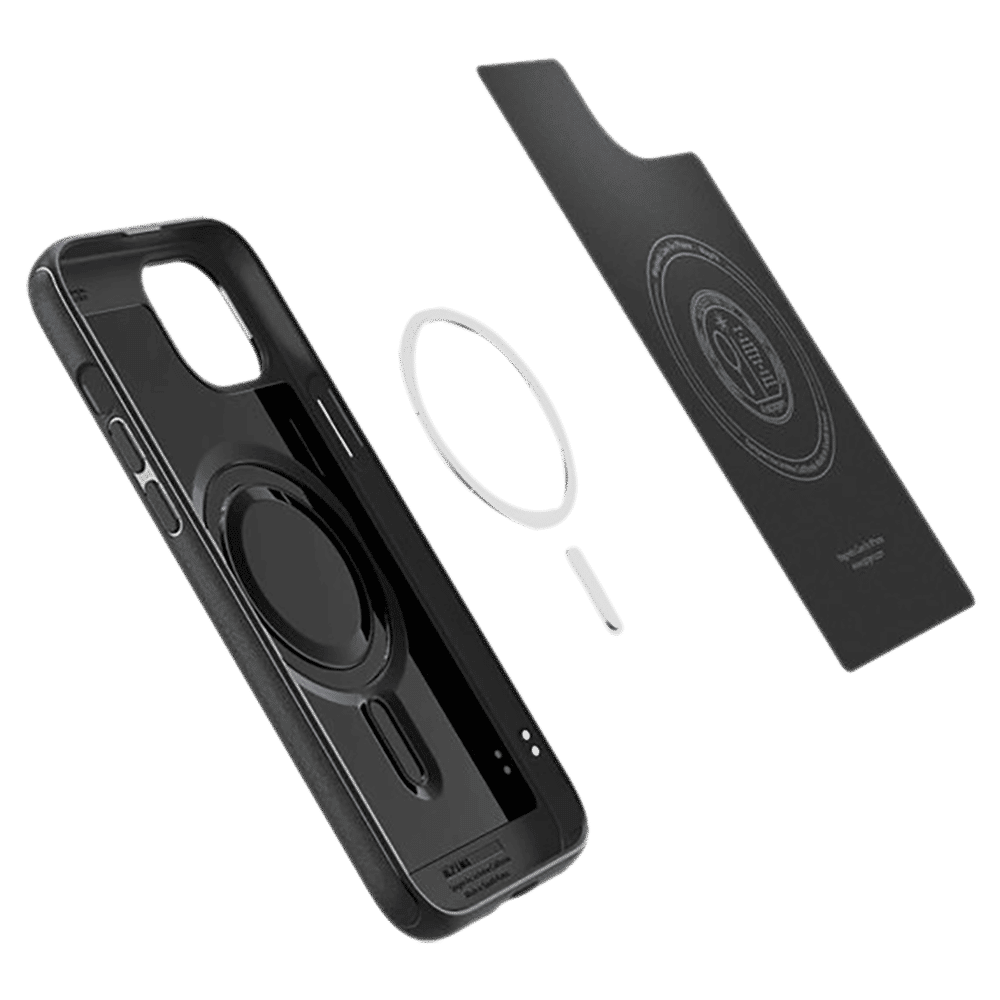 spigen Mag Armor MagFit Thermoplastic Polyurethane Back Case for iPhone 15 Plus (Air Cushion Technology, Matte Black)_9