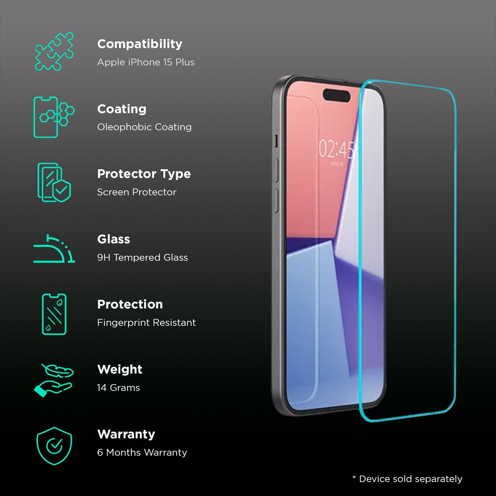 spigen GLAS.tR EZ Fit Tempered Glass for Apple iPhone 15 Plus (Sensor Protected)_3