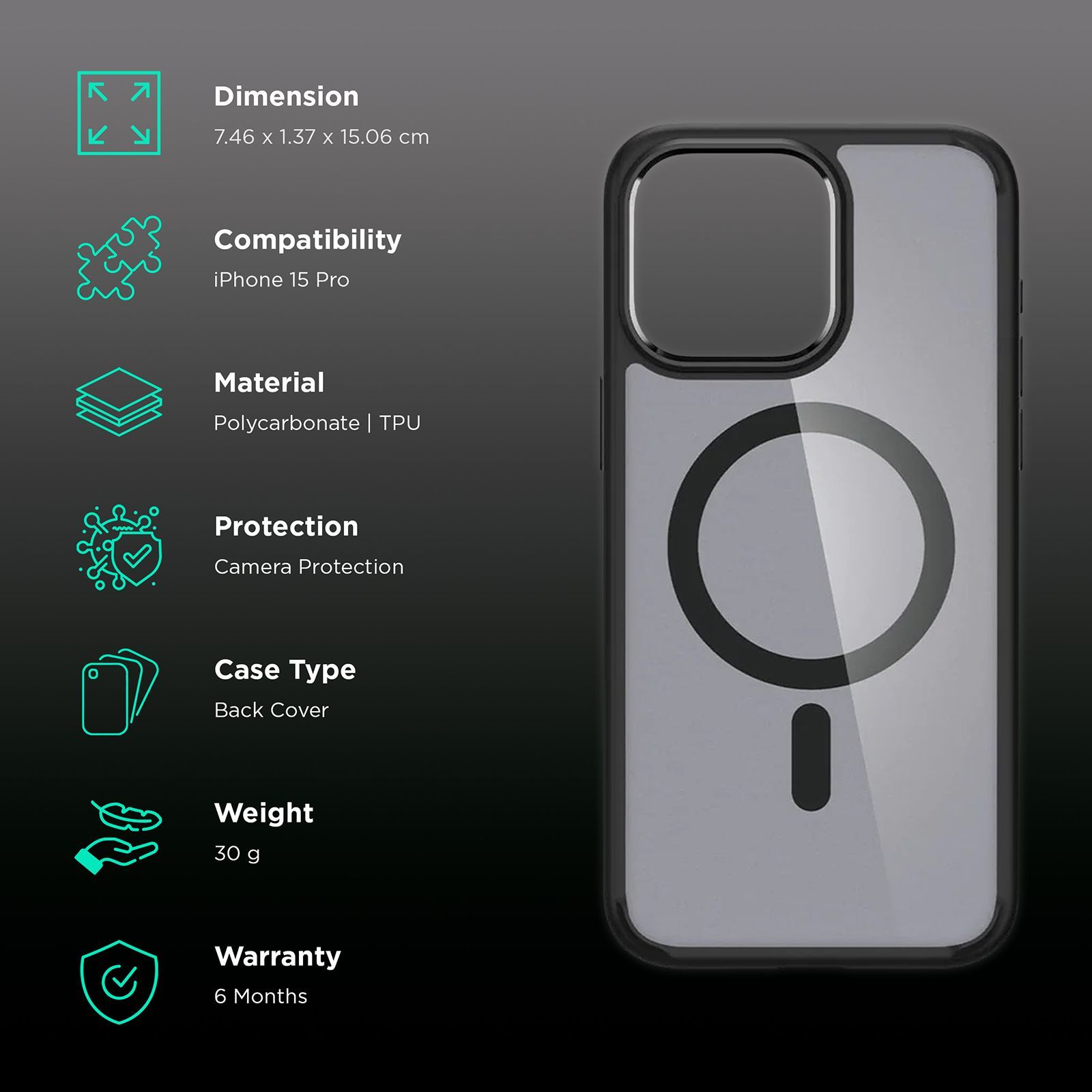 spigen Ultra Hybrid Hard TPU & Polycarbonate Back Cover for Apple iPhone 15 Pro (Supports Wireless Charging, Frost Black) spigen Ultra Hybrid Hard TPU & Polycarbonate Back Cover for Apple iPhone 15 Pro (Supports Wireless Charging, Frost Black)_2