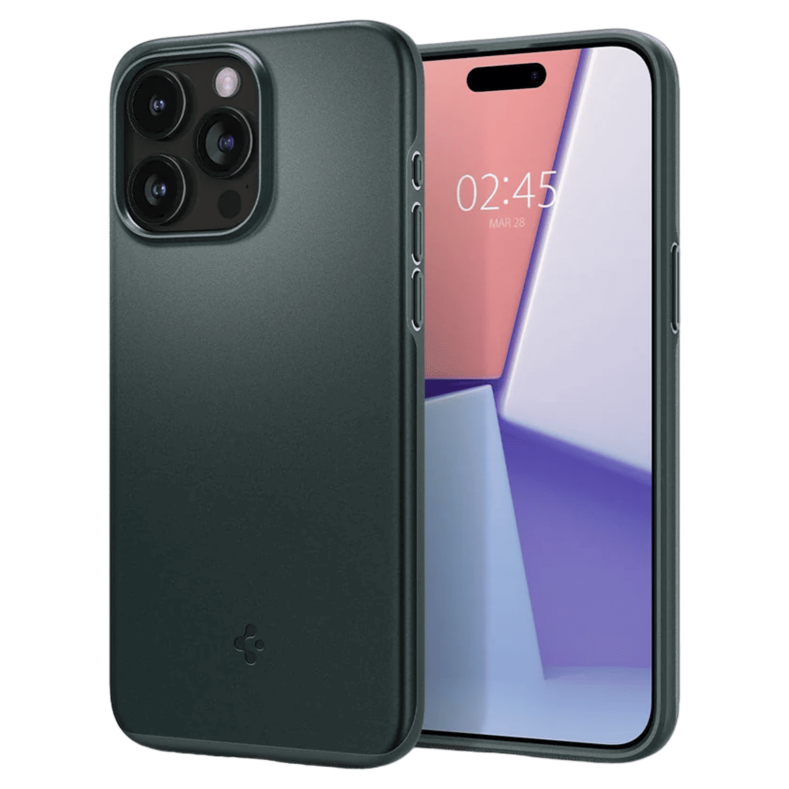 spigen Thin Fit Hard Polycarbonate Back Cover for Apple iPhone 15 Pro (Air Cushion Technology, Abyss Green)_1