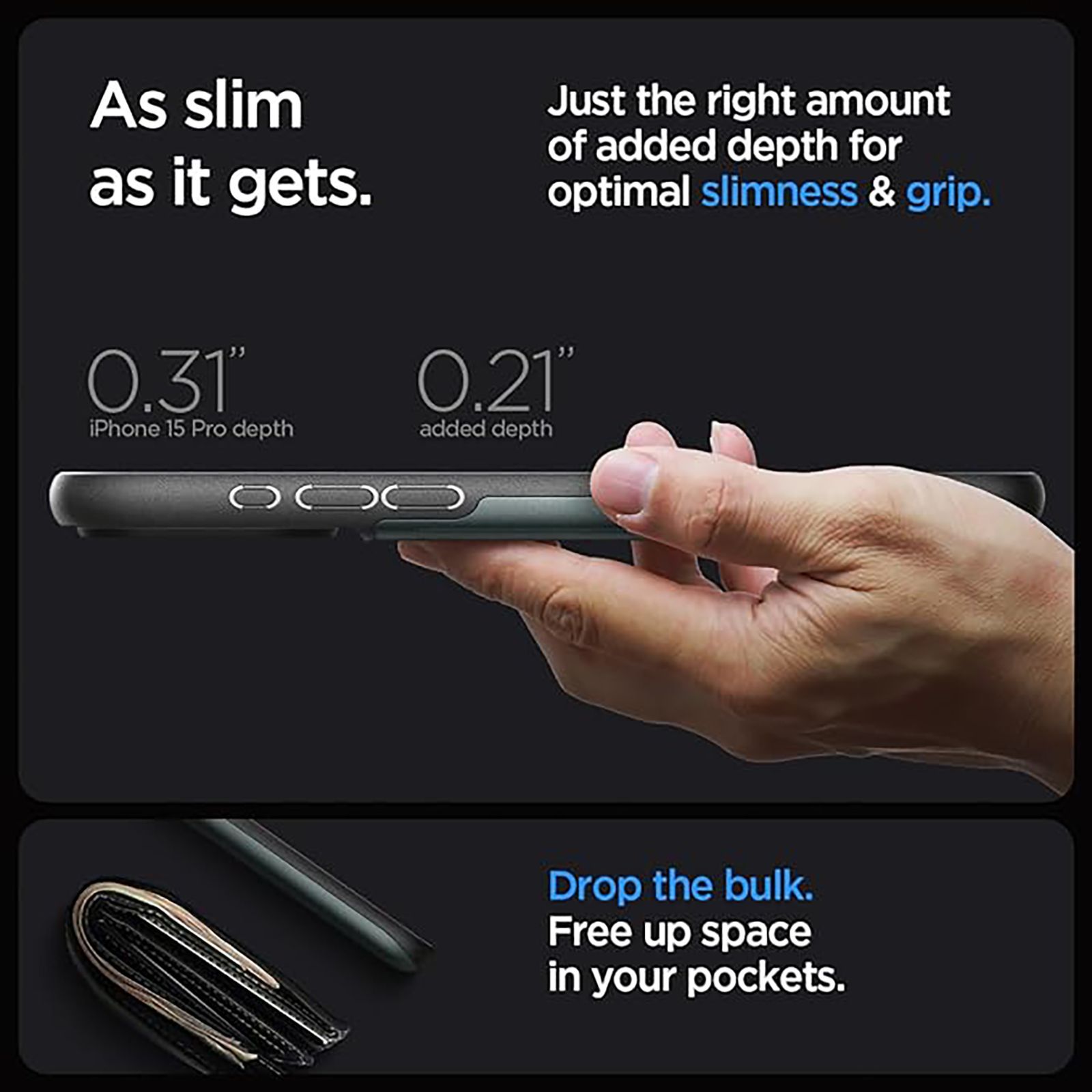 spigen Slim Armor CS Polycarbonate & TPU Back Cover for Apple iPhone 15 Pro (Air Cushion Technology, Abyss Green)_6