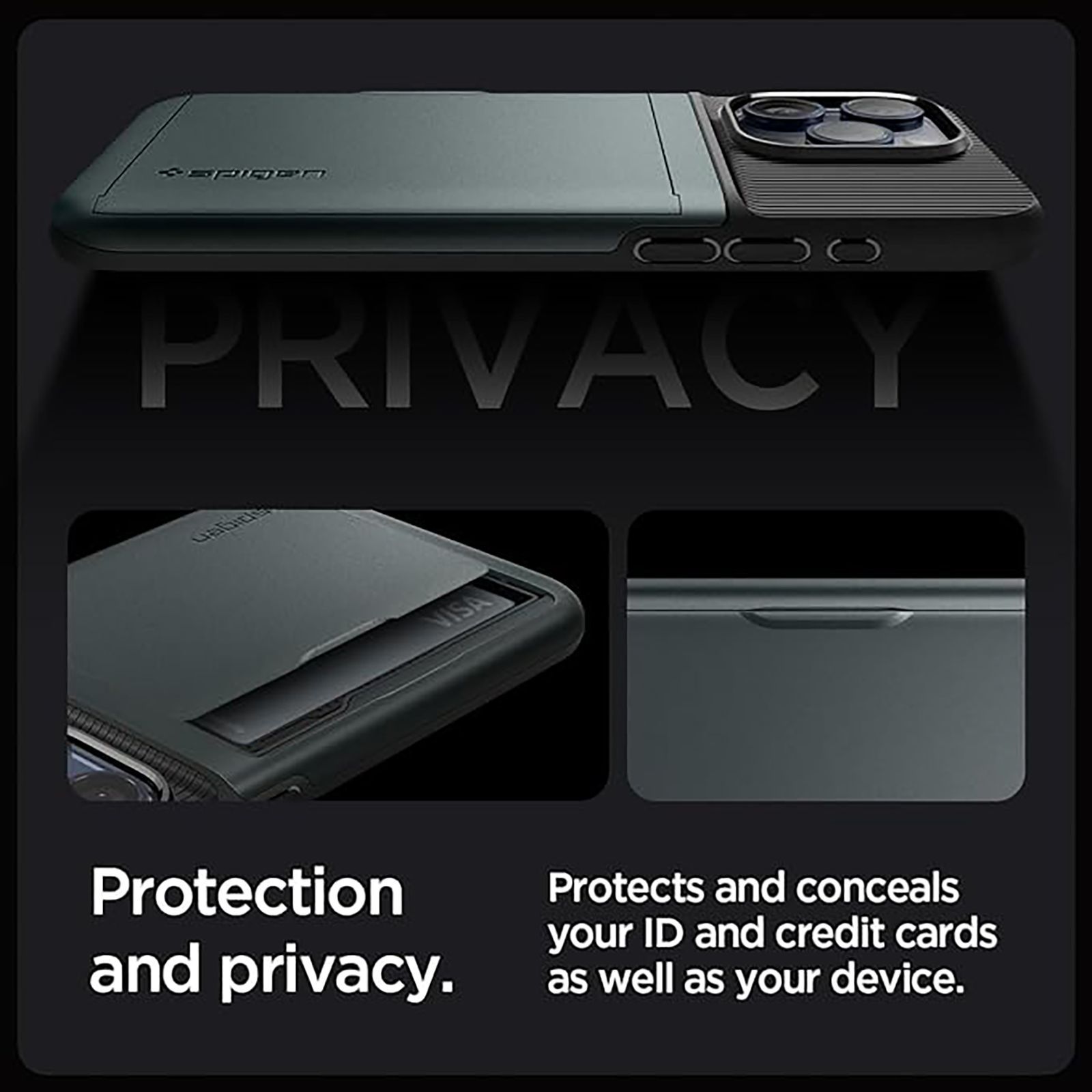 spigen Slim Armor CS Polycarbonate & TPU Back Cover for Apple iPhone 15 Pro (Air Cushion Technology, Abyss Green)_8