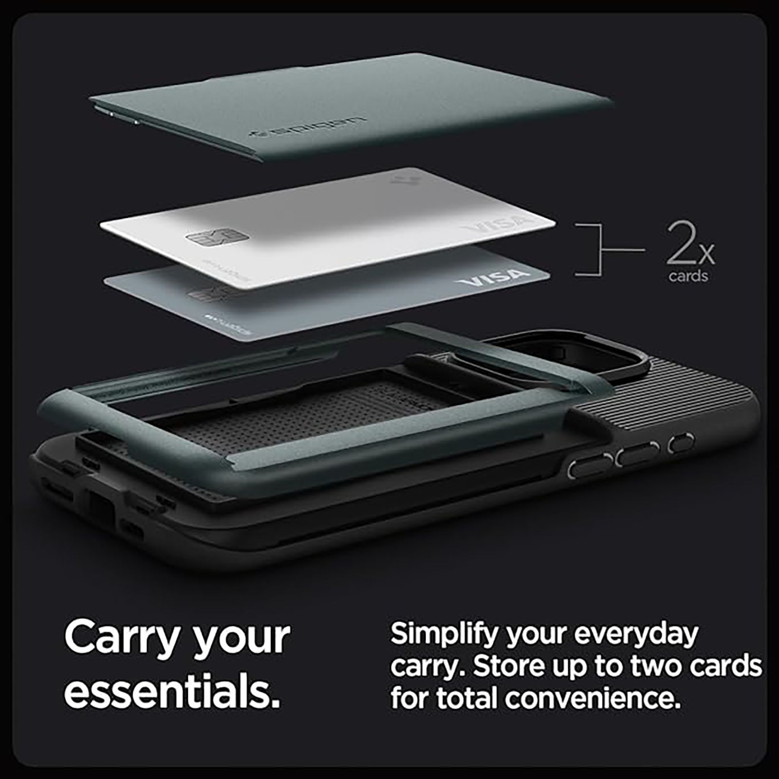 spigen Slim Armor CS Polycarbonate & TPU Back Cover for Apple iPhone 15 Pro (Air Cushion Technology, Abyss Green)_9