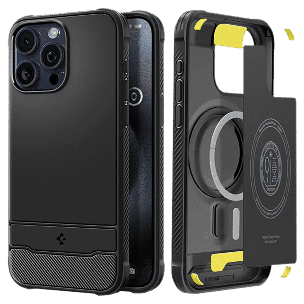spigen Rugged Armor Hard TPU Back Cover for Apple iPhone 15 Pro (MagSafe, Matte Black)_7