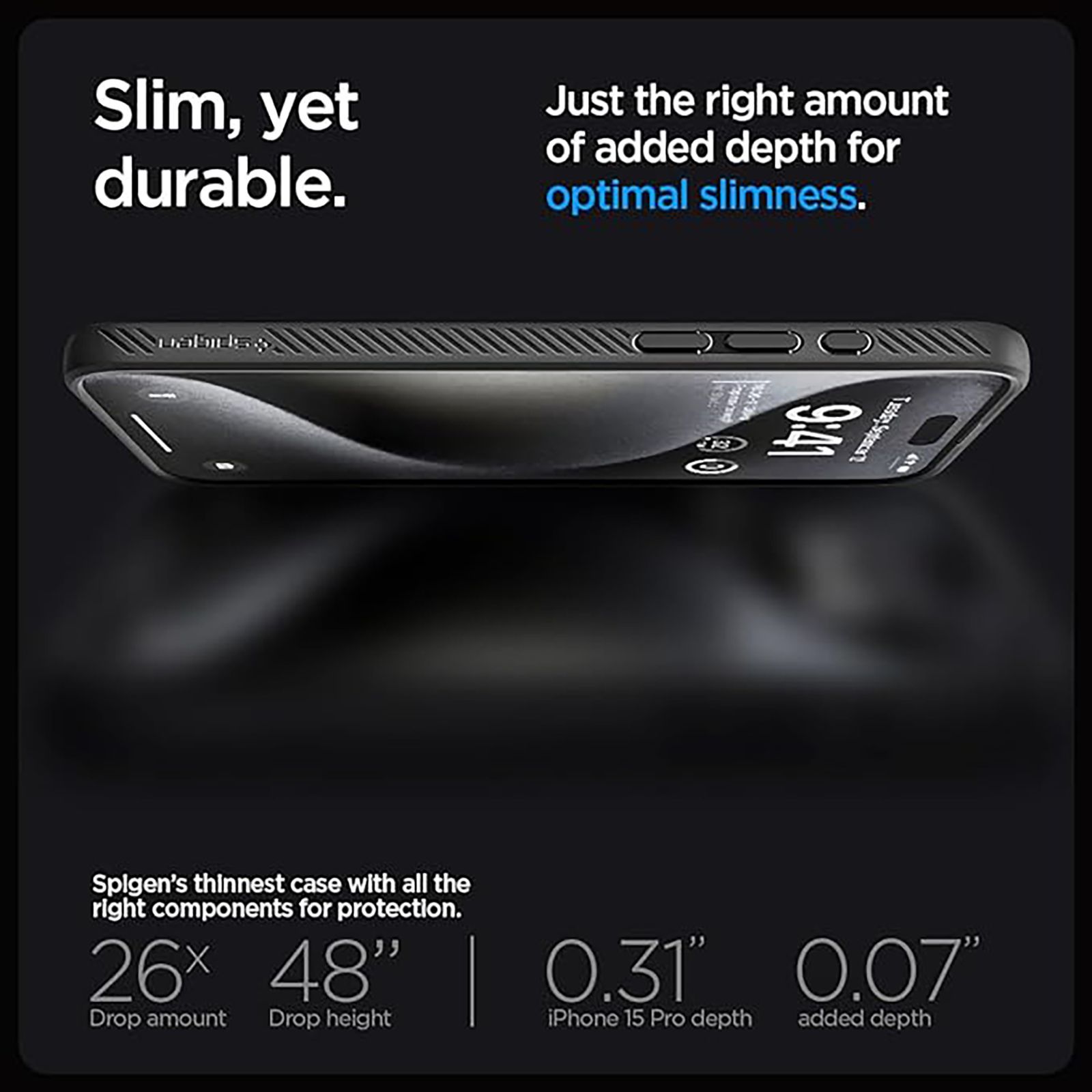 spigen Liquid Air TPU Back Cover for Apple iPhone 15 Pro (Supports Wireless Charging, Matte Black)_6